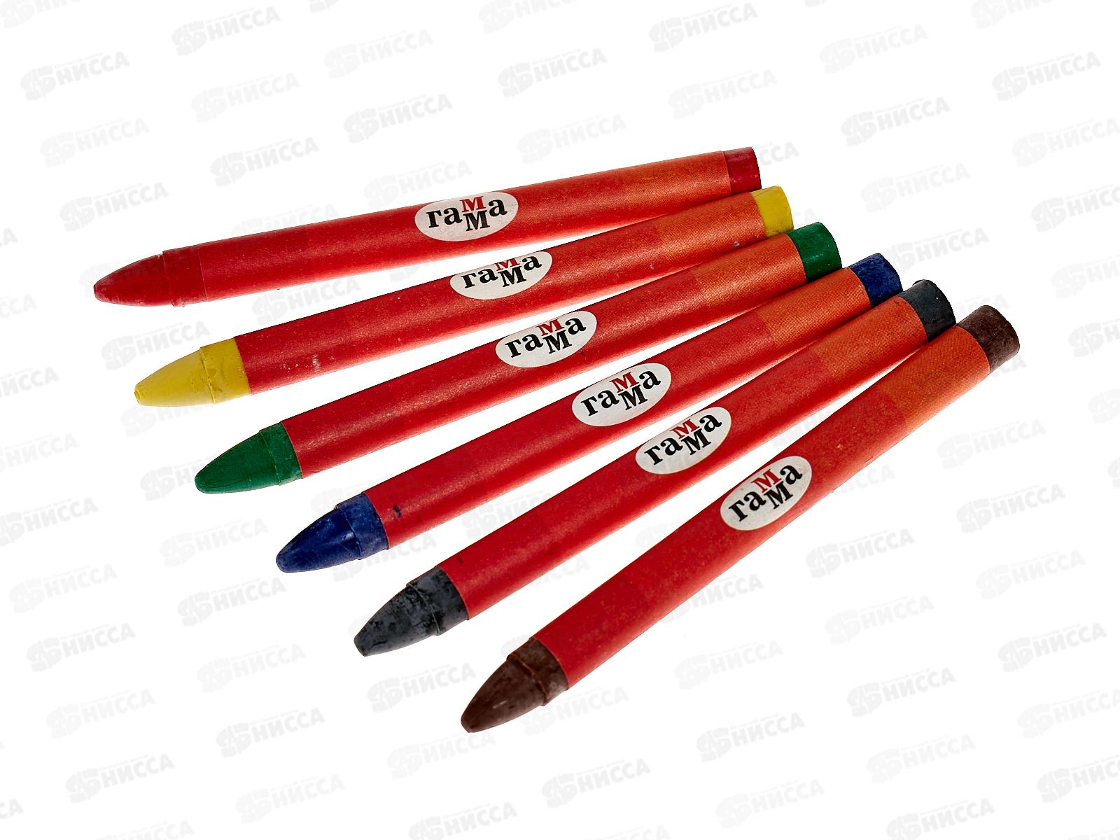 Мелки восковые ГАММА Мультики 6 цветов картонная упаковка, 2131018_01_2  *30