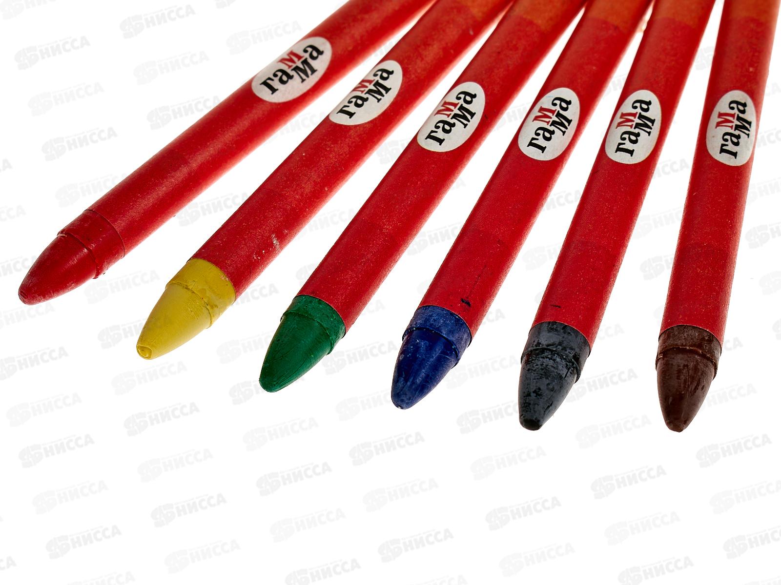 Мелки восковые ГАММА Мультики 6 цветов картонная упаковка, 2131018_01_2  *30