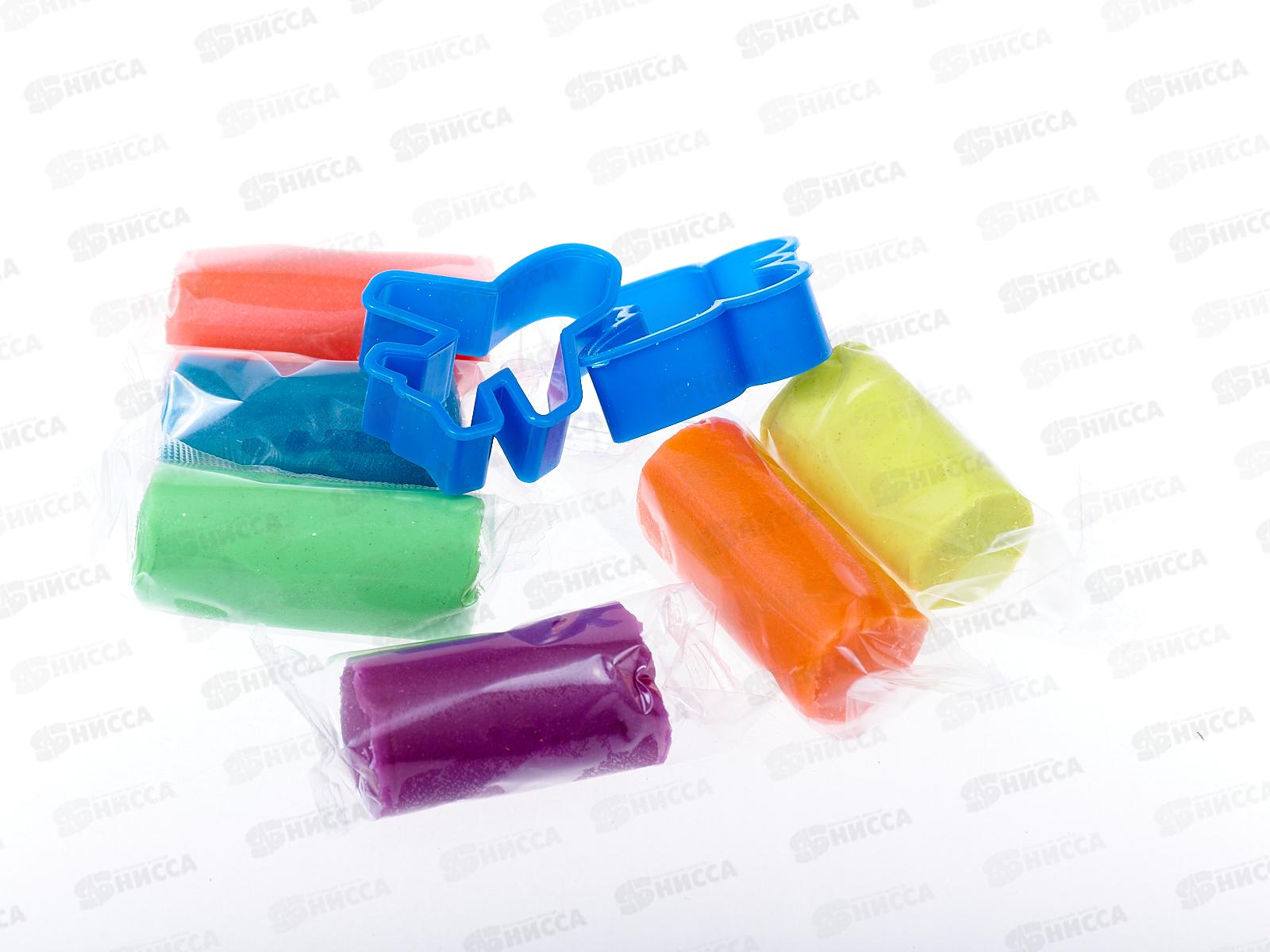 Тесто для лепки. 6 цветов+2 формочки, 150грамм,  П110 в банке  *24