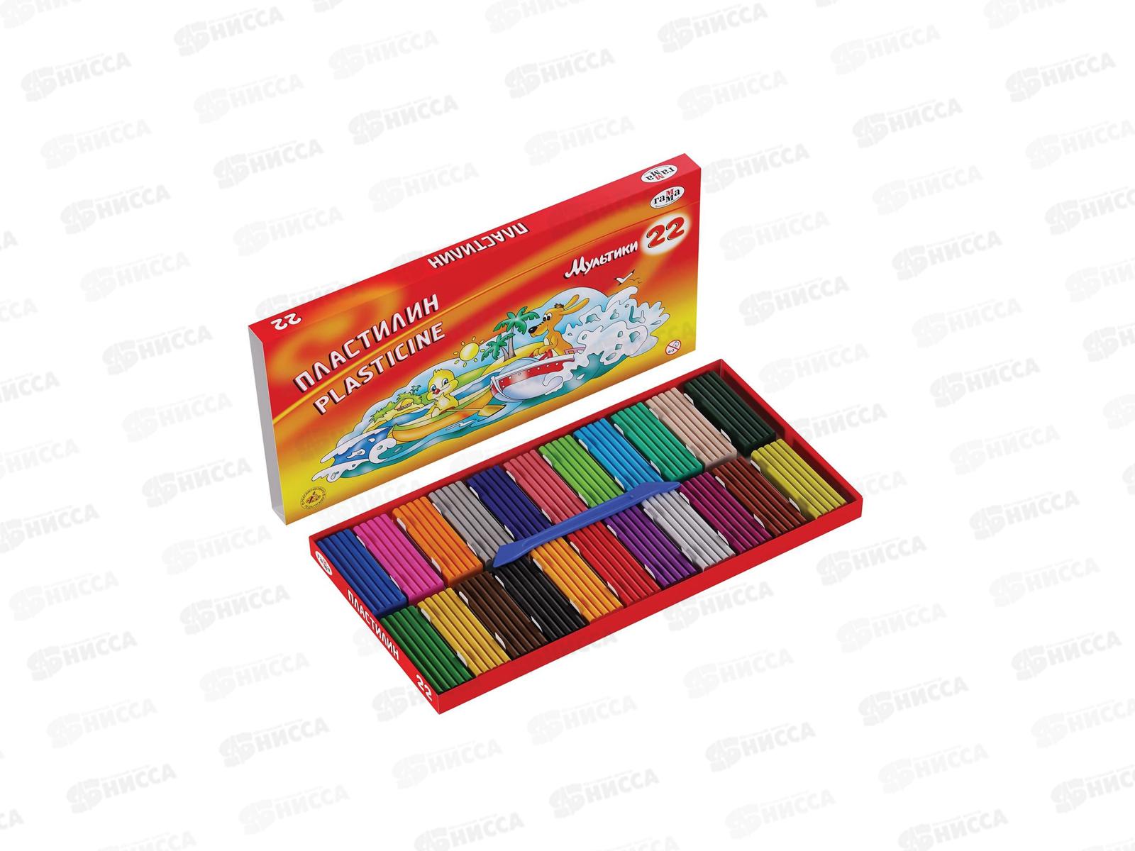 Пластилин 22цвета 440грамм ГАММА Мультики,мягкий стек 210119_03 *10