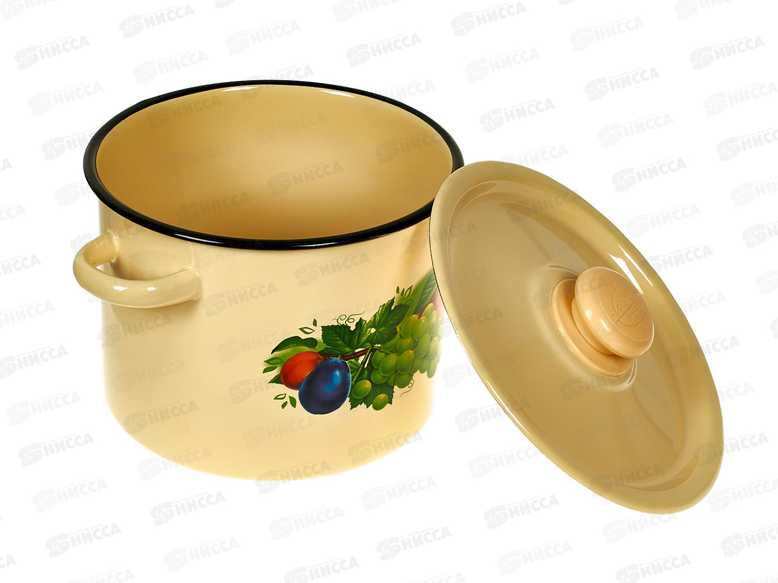 Кастрюля 3,5л цилиндрическая декорированная палевая с пластмассовой кнопкой  С1612.3П  *4