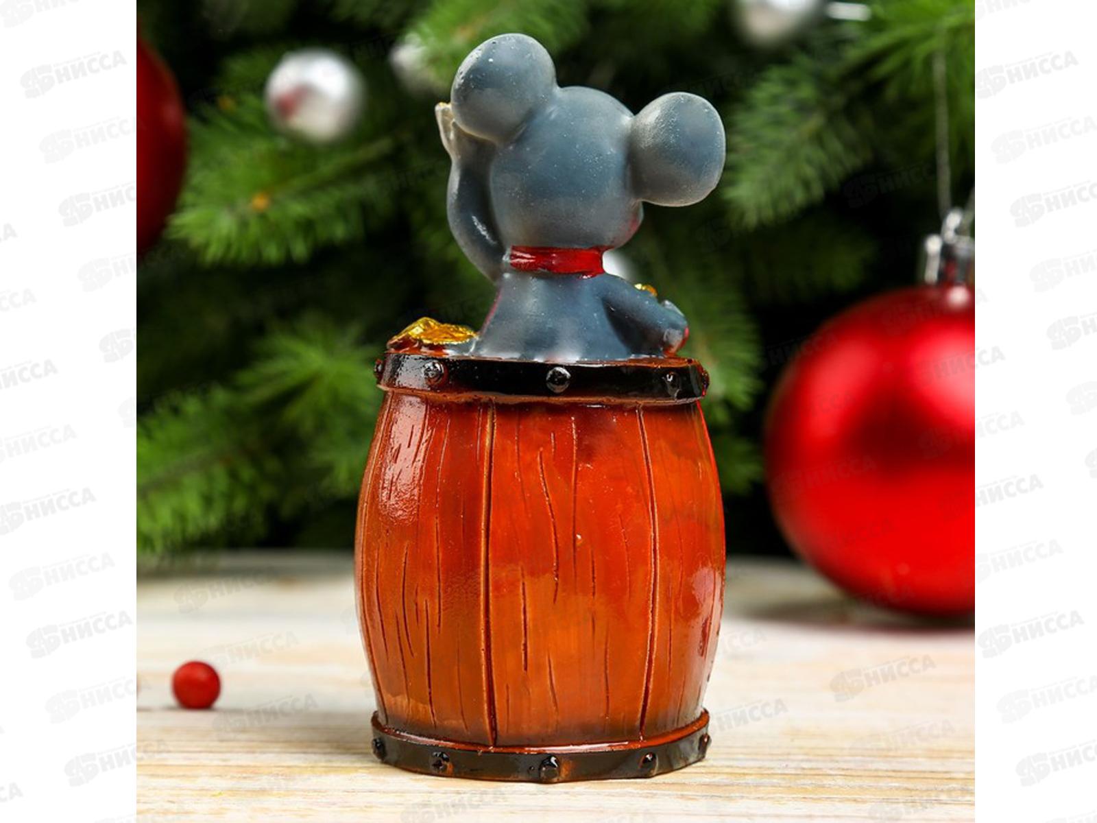 Сувенир &quotМышь в бочке с монетами&quot14*7см микс 4285357