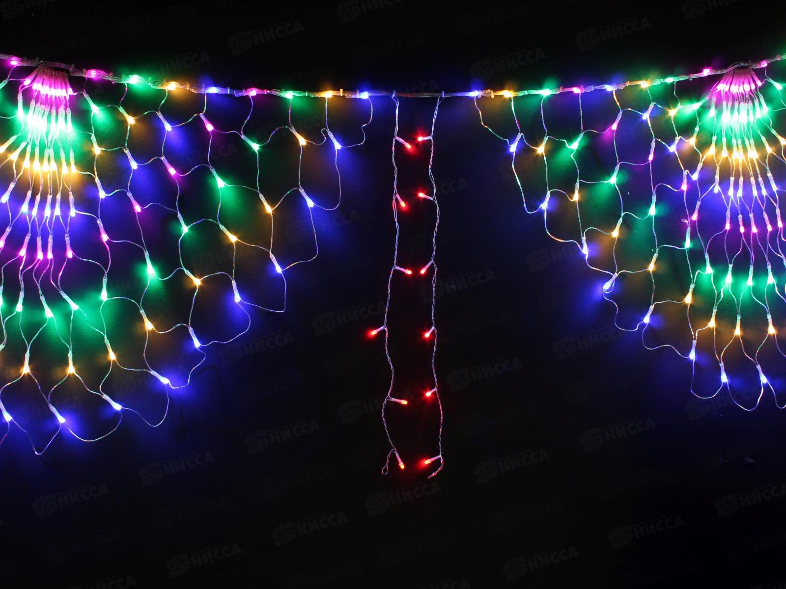 Гирлянда электрическая, новогодняя 3,3 м. х 0,56 м., Сетка 420 диодов, прозрач. провод, 220В, 50Гц, AL-13606 *50