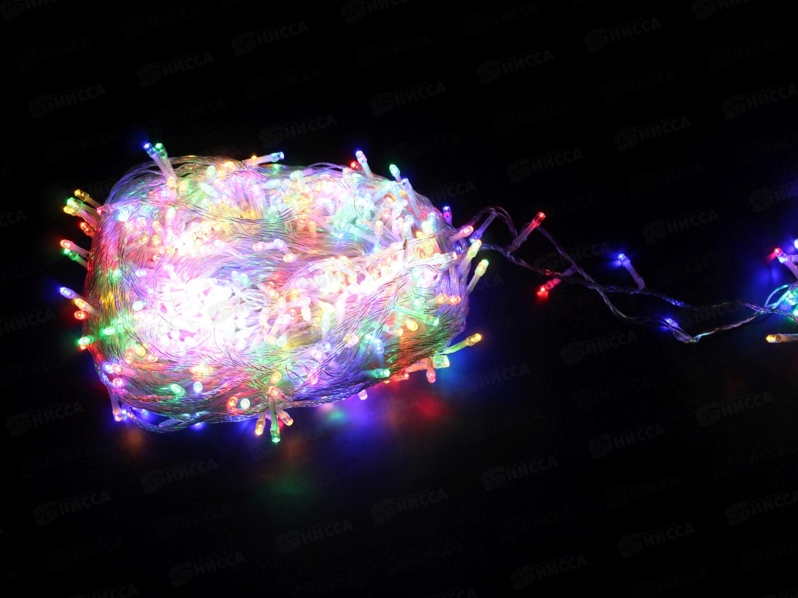 Гирлянда 100м, защищена от воды, прозрачный провод,  разноцветная,  220В, 50Гц, AL-3737-4 *20