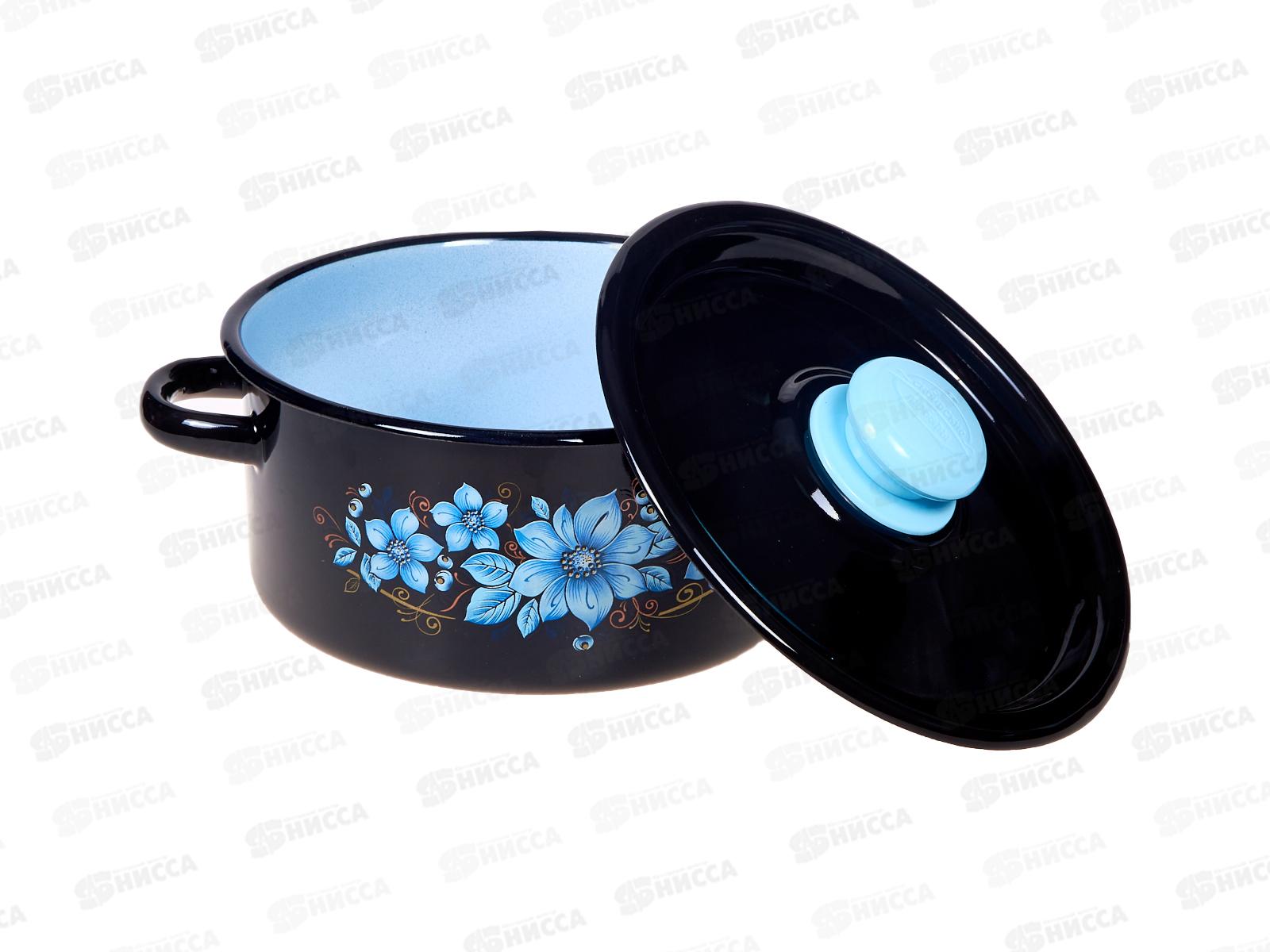 Кастрюля 2,0л цилиндрическая декорированная черная с пластмассовой кнопкой С1610.36 *8