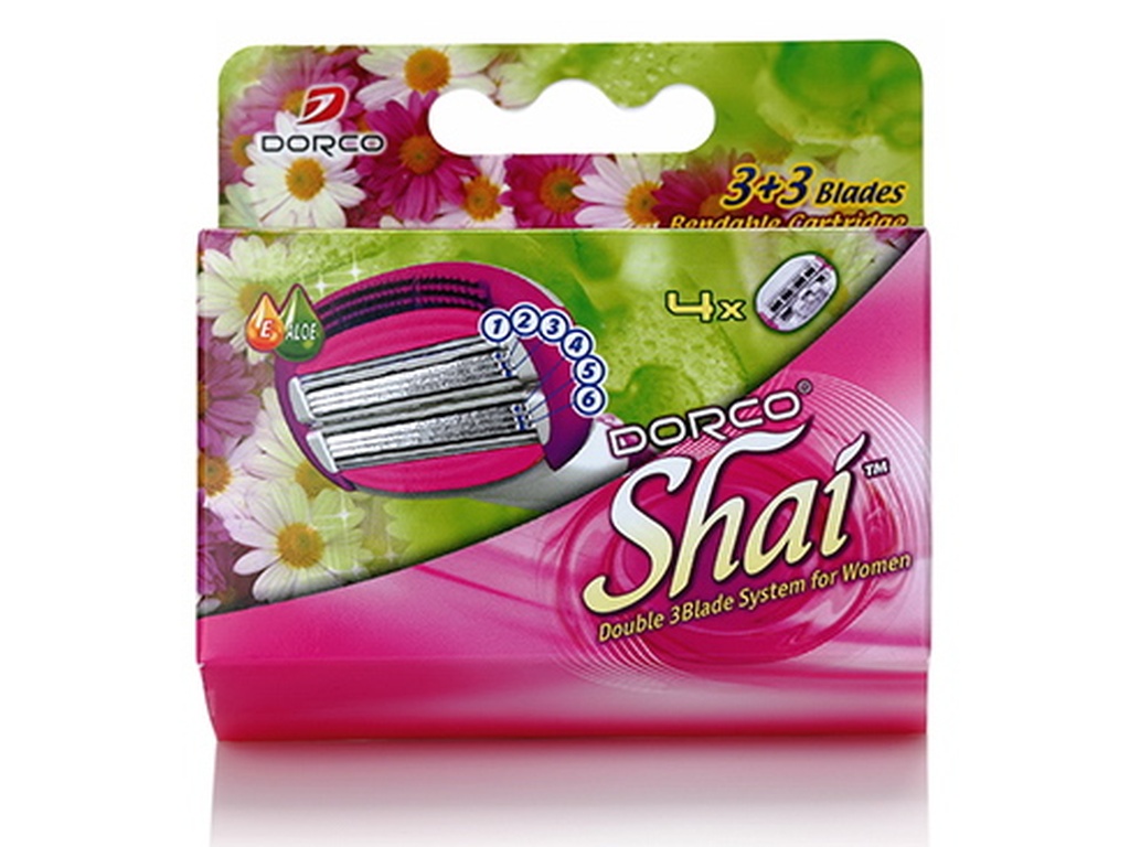 DORCO SHAI Sweetie 4кассеты с 6лезвиями и сгибаемый картридж