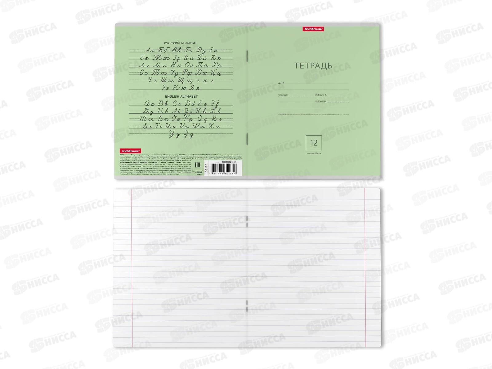 Тетрадь 12листов линия ПОЛИ Классика зеленая, 35185 *10/280