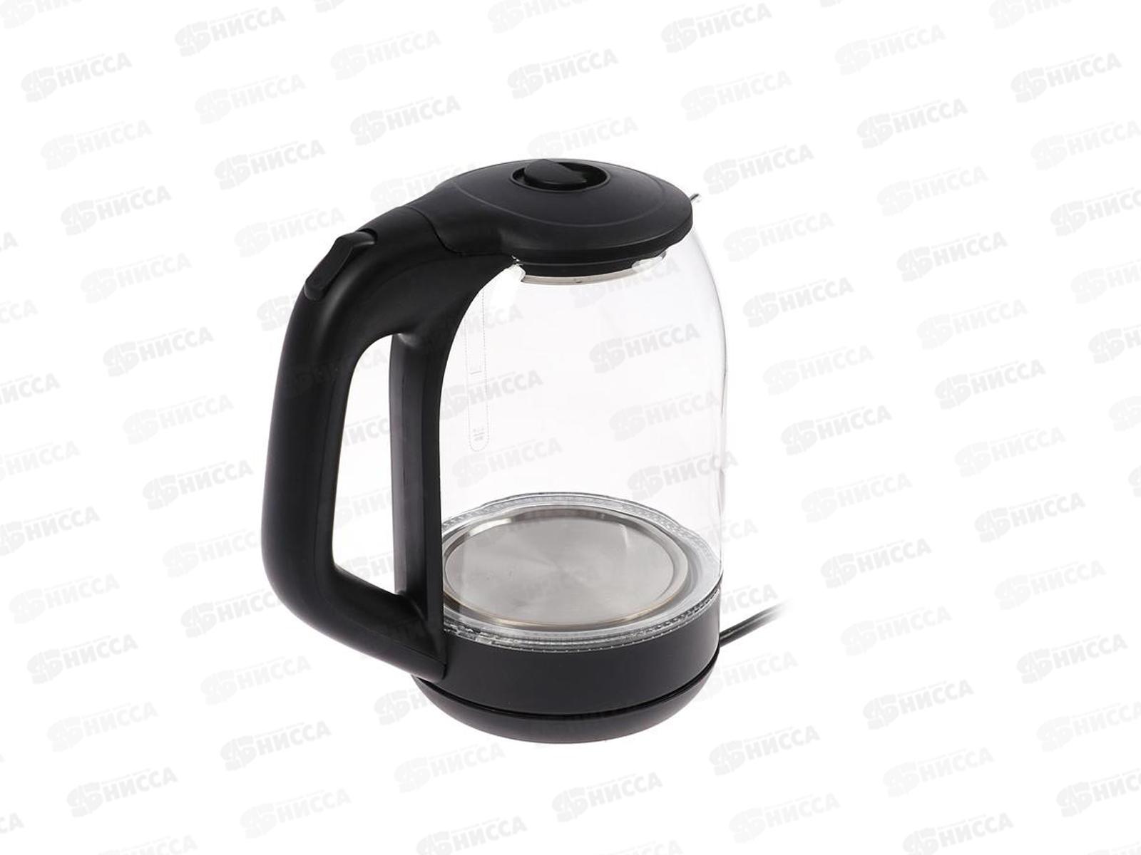 Чайник электрический DO-1238B 1800Вт 1,8л стекло черный Добрыня