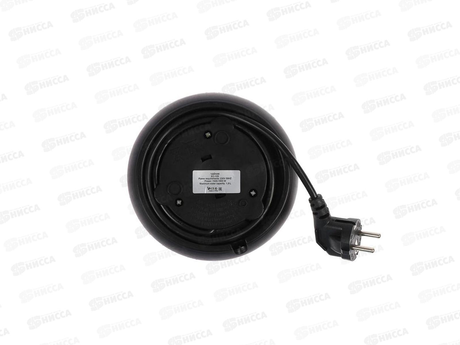 Чайник электрический DO-1238B 1800Вт 1,8л стекло черный Добрыня