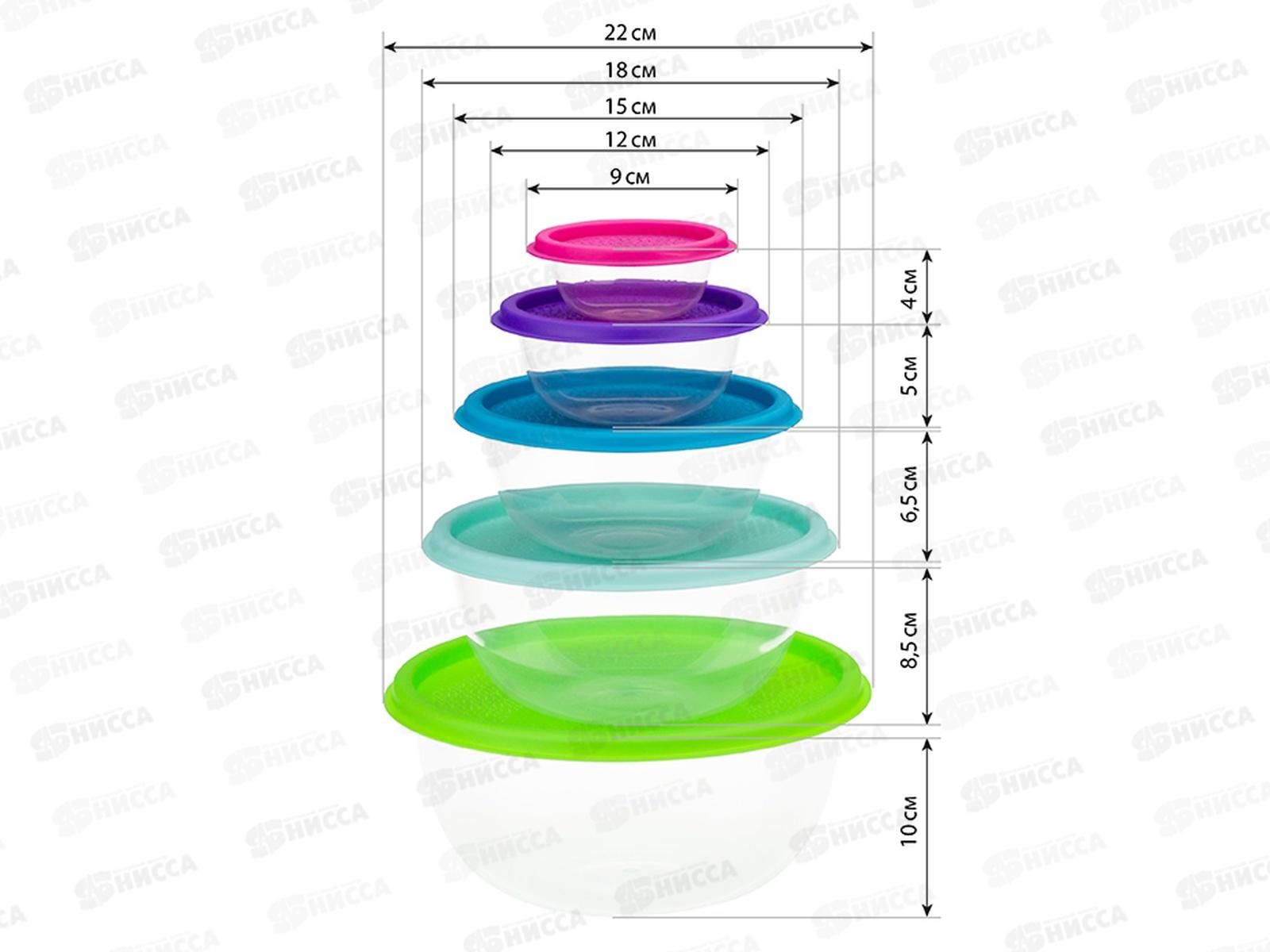 Набор мисок РАДУГА 5шт Микс М1308 *16
