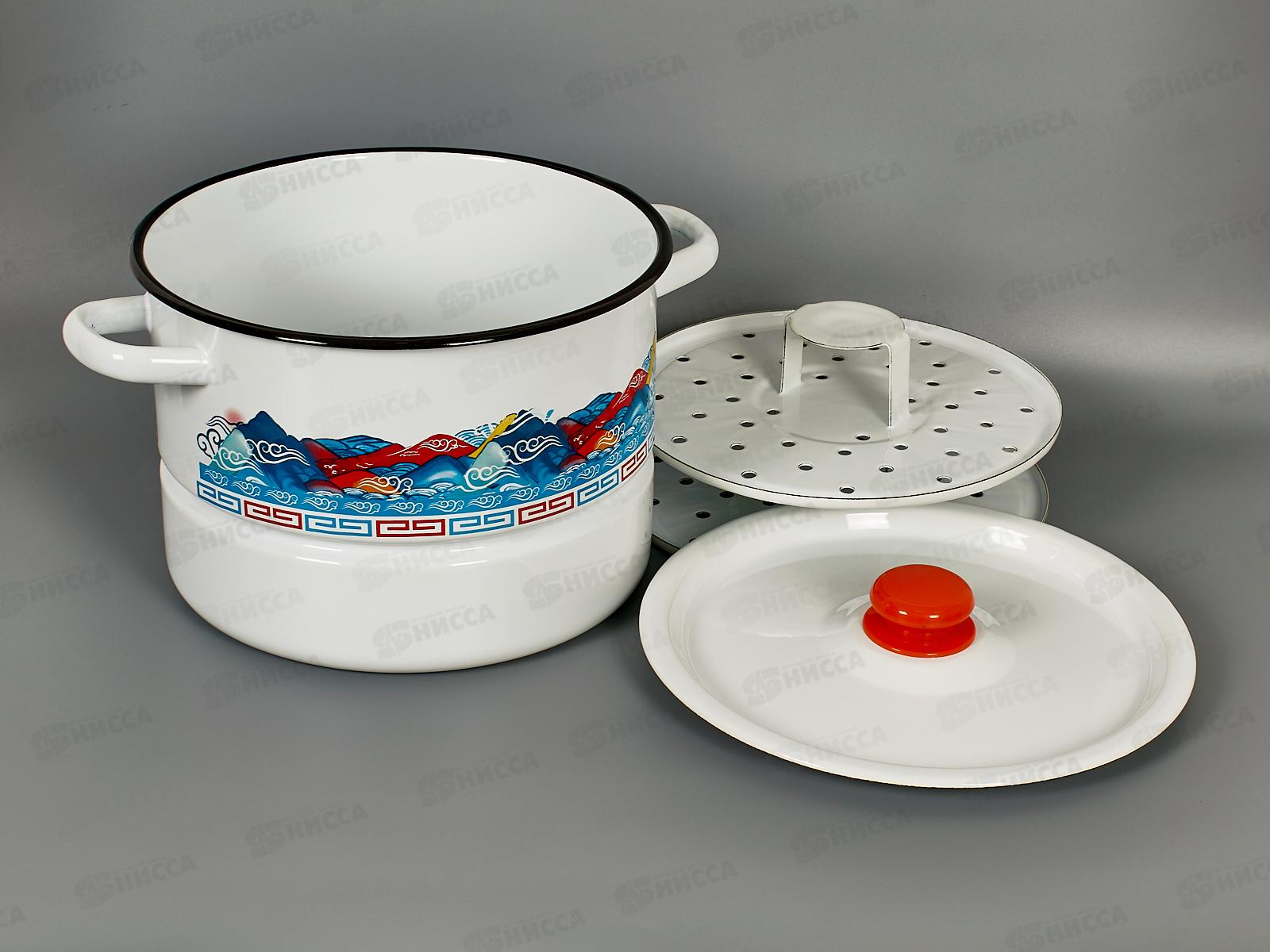 Мантоварка 7,5л декорированная с пластмассовой кнопкой 2вставки С1720.3  *2