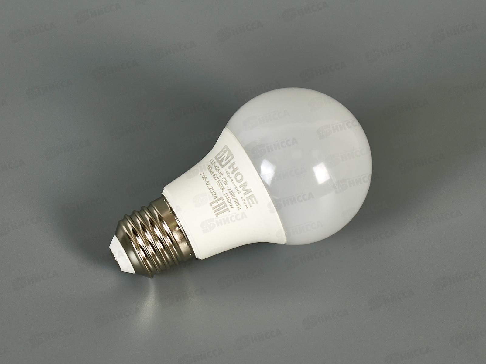 Лампа светодиодная IN HOME LED-A60-VC 12Вт E27 6500К 1140Лм *10/100