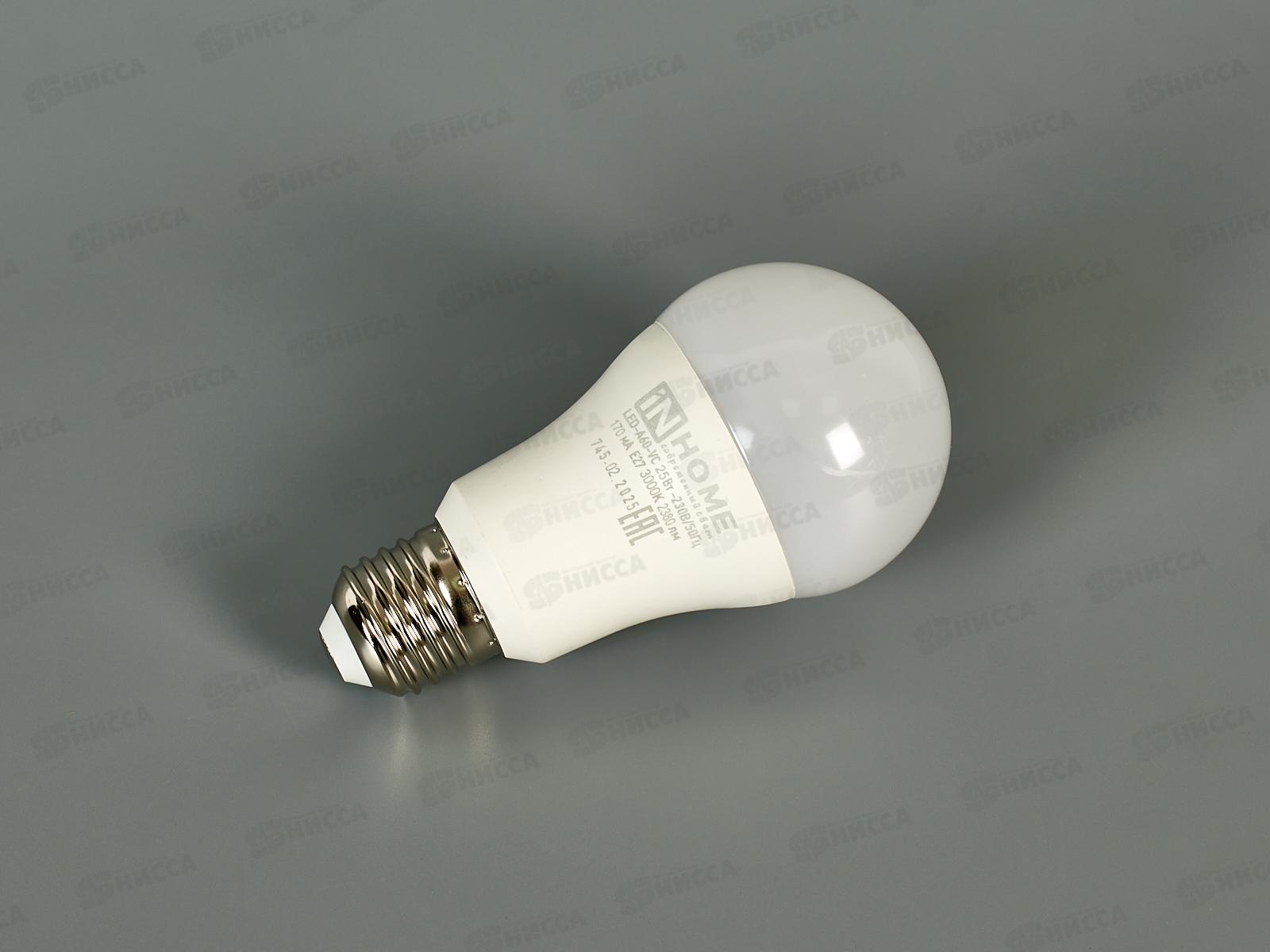 Лампа светодиодная IN HOME LED-A65-VC 25Вт E27 3000К 2250Лм *10/100