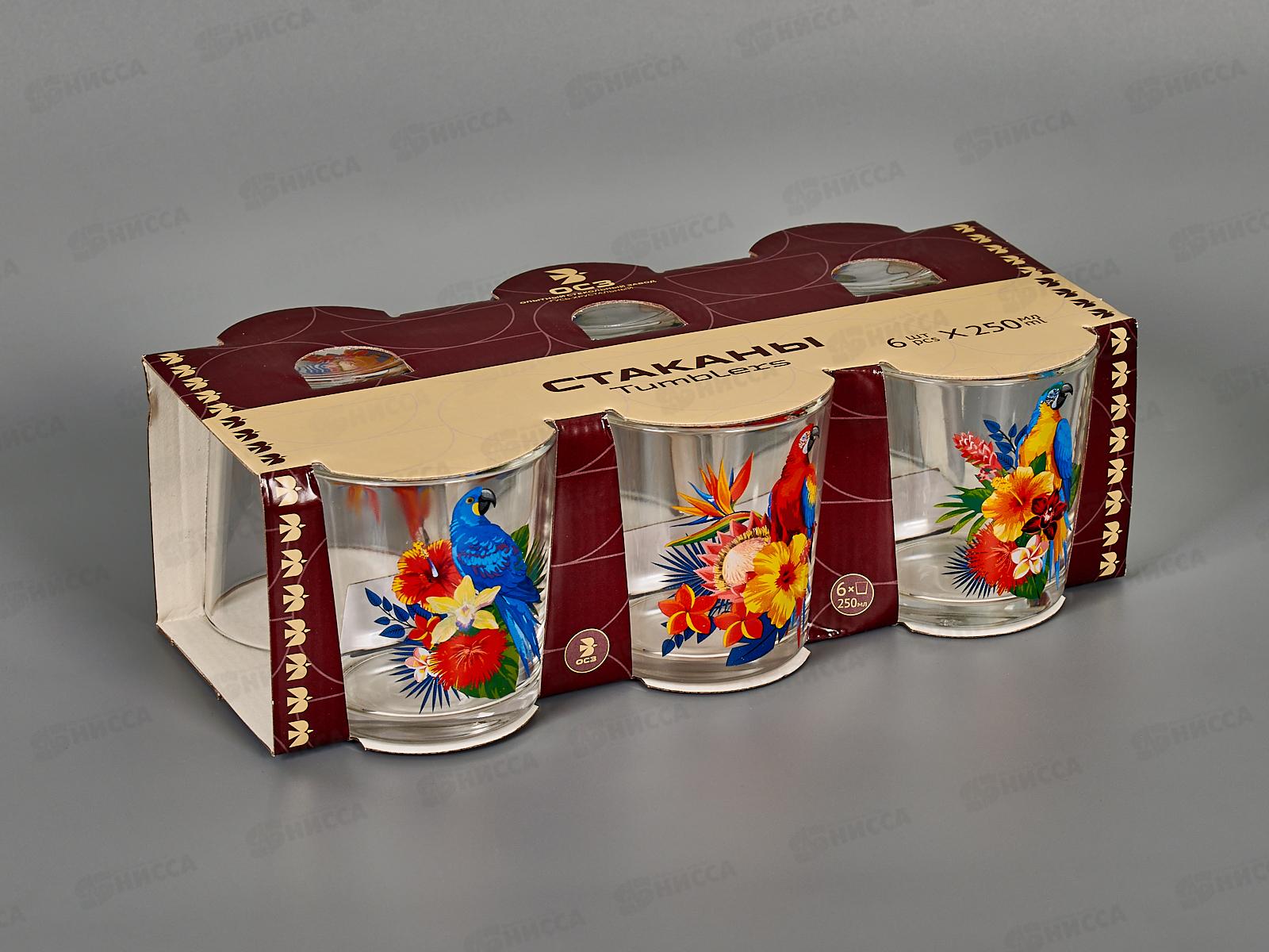 Набор стаканов &quotОда&quot (Тропические птицы) 6штук 230мл *6 1249