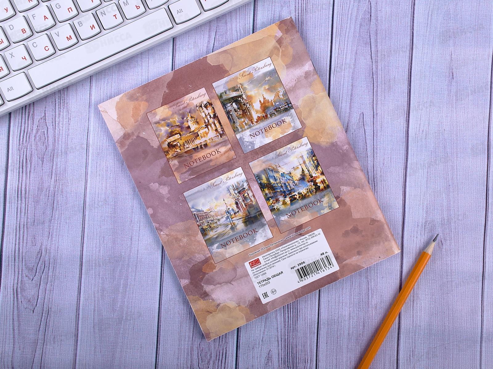 Тетрадь 48 листов клетка  ПЛН Light of Petersburg, мел., 2906 *40