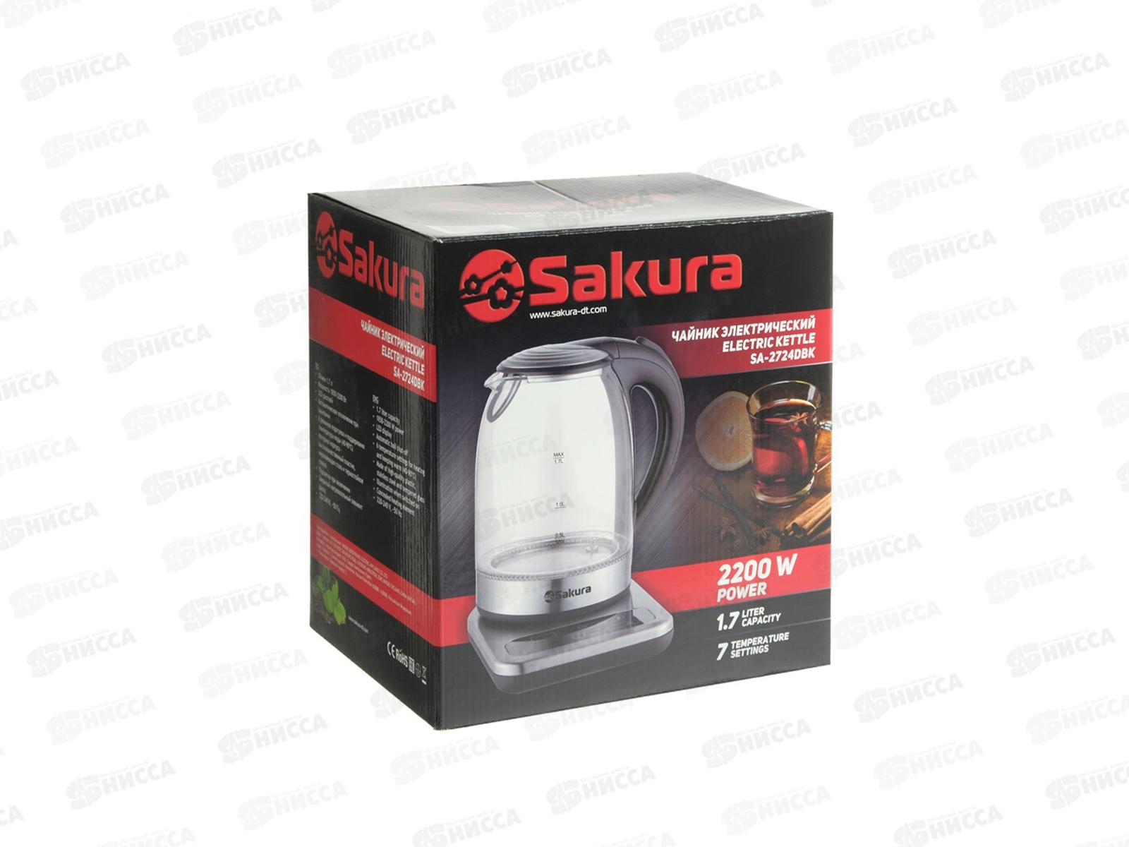 Чайник электрический SA-2724DBK (1,7) стеклянный