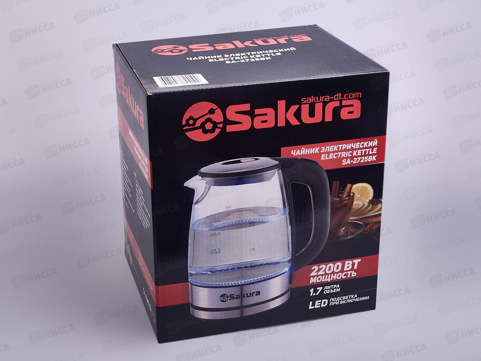 Чайник электрический SA-2725ВК (1,7) стеклянный подсветка