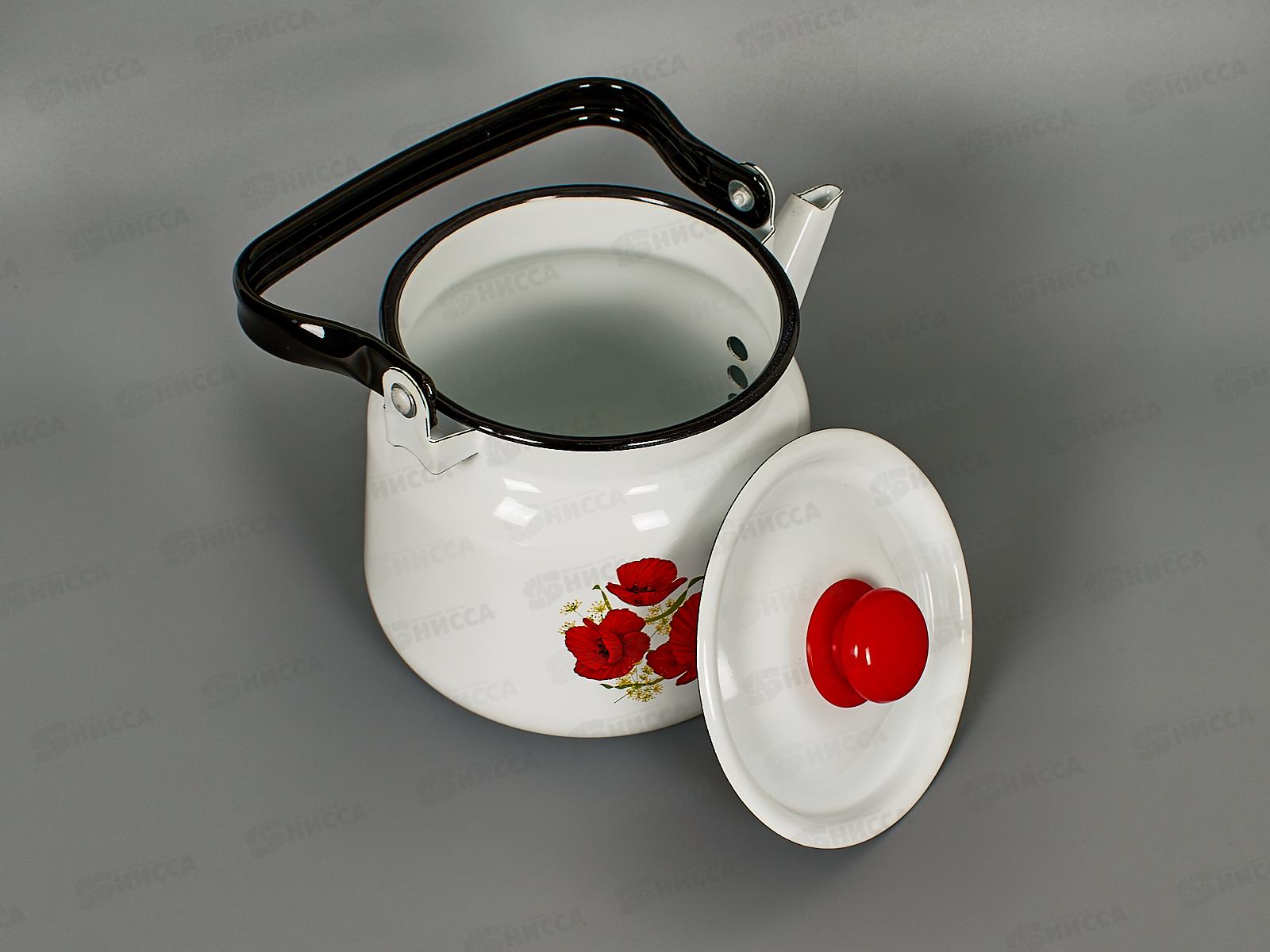 Чайник 2,3л Маки белый с пластм.кнопкой С2714.3 *67