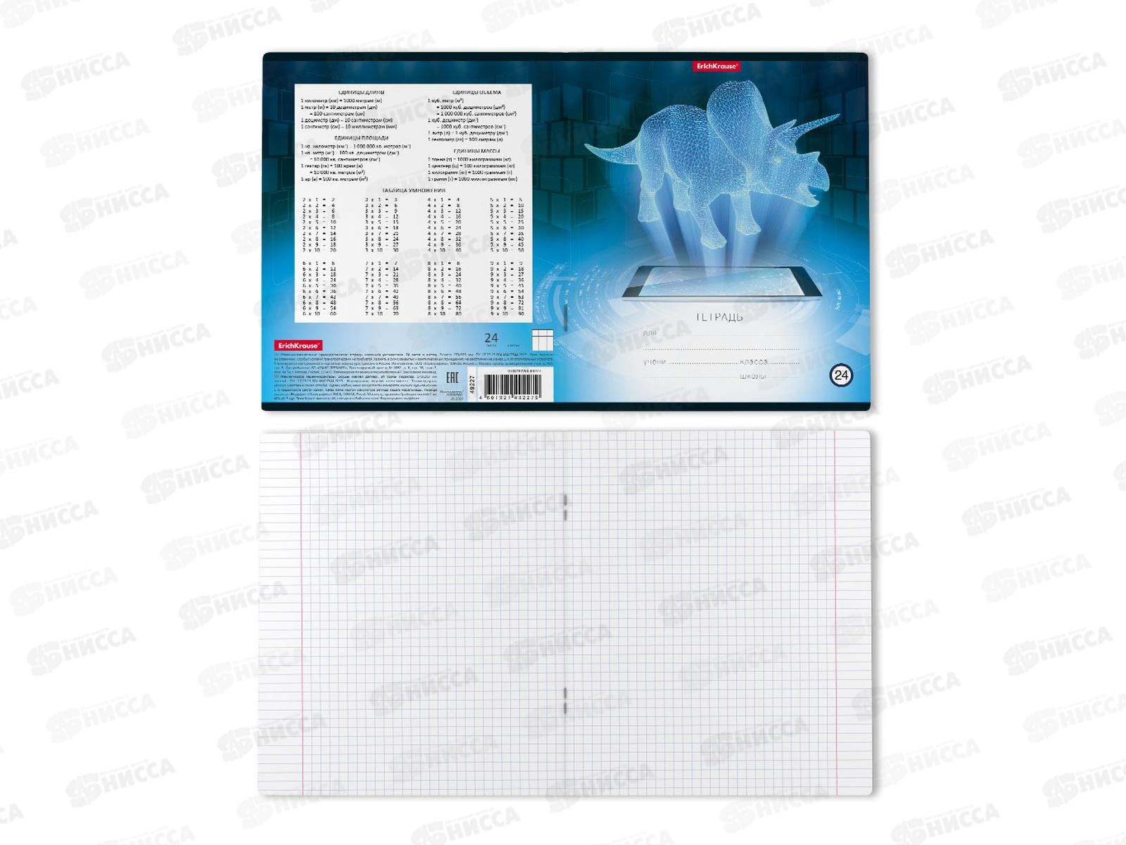 Тетрадь 24листа клетка ПОЛИ Digital Dino, 49227 *10/160