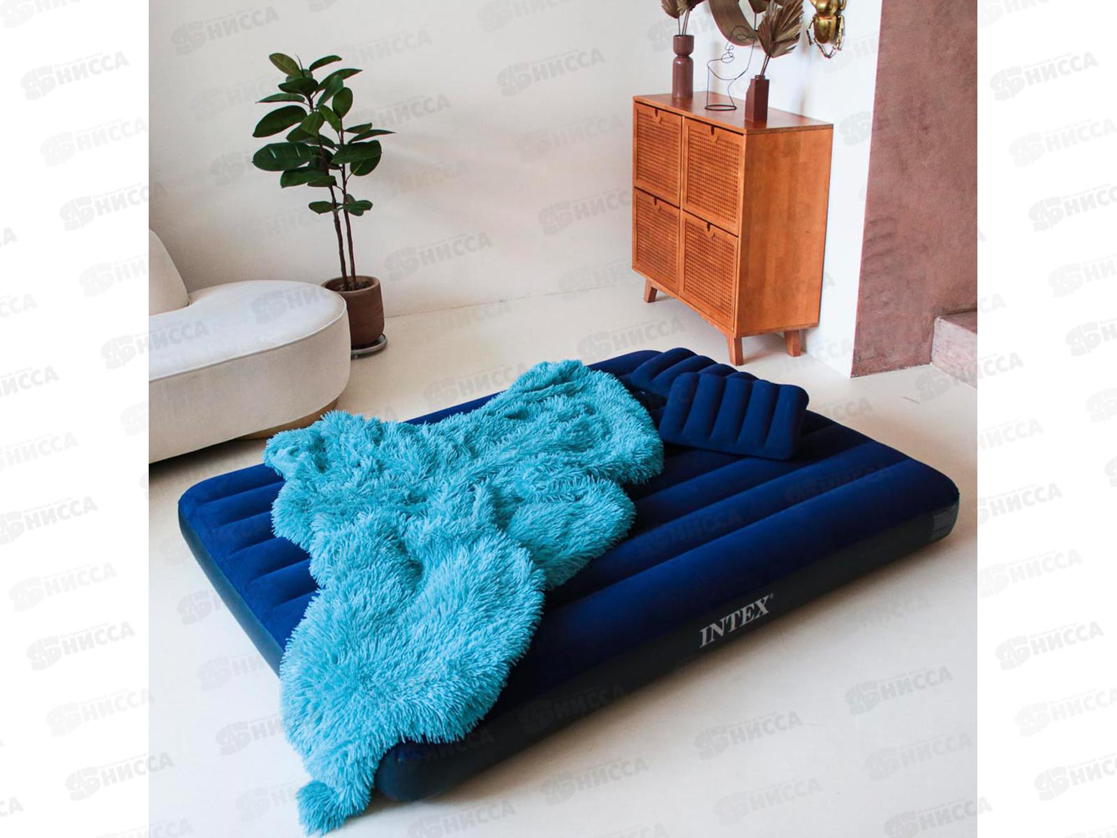 Матрас 64765 надувной (152*203*25) с 2-мя подушками насос INTEX  *3