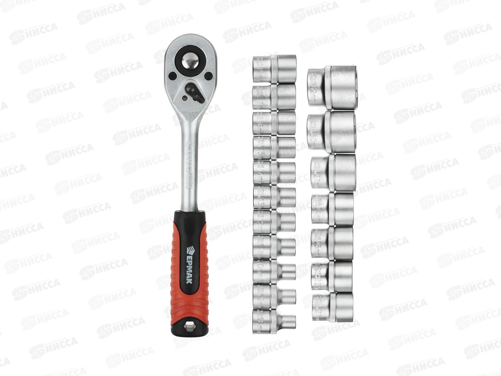 Набор профессионального инструмента 19 предметов ЕРМАК 1/2&quot (головки, трещетка) 736-162 г