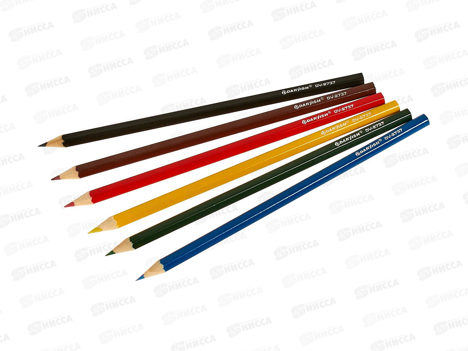 Карандаши 6 цветов  Darvish  для девочек, DV-2737-6 пластиковые *24