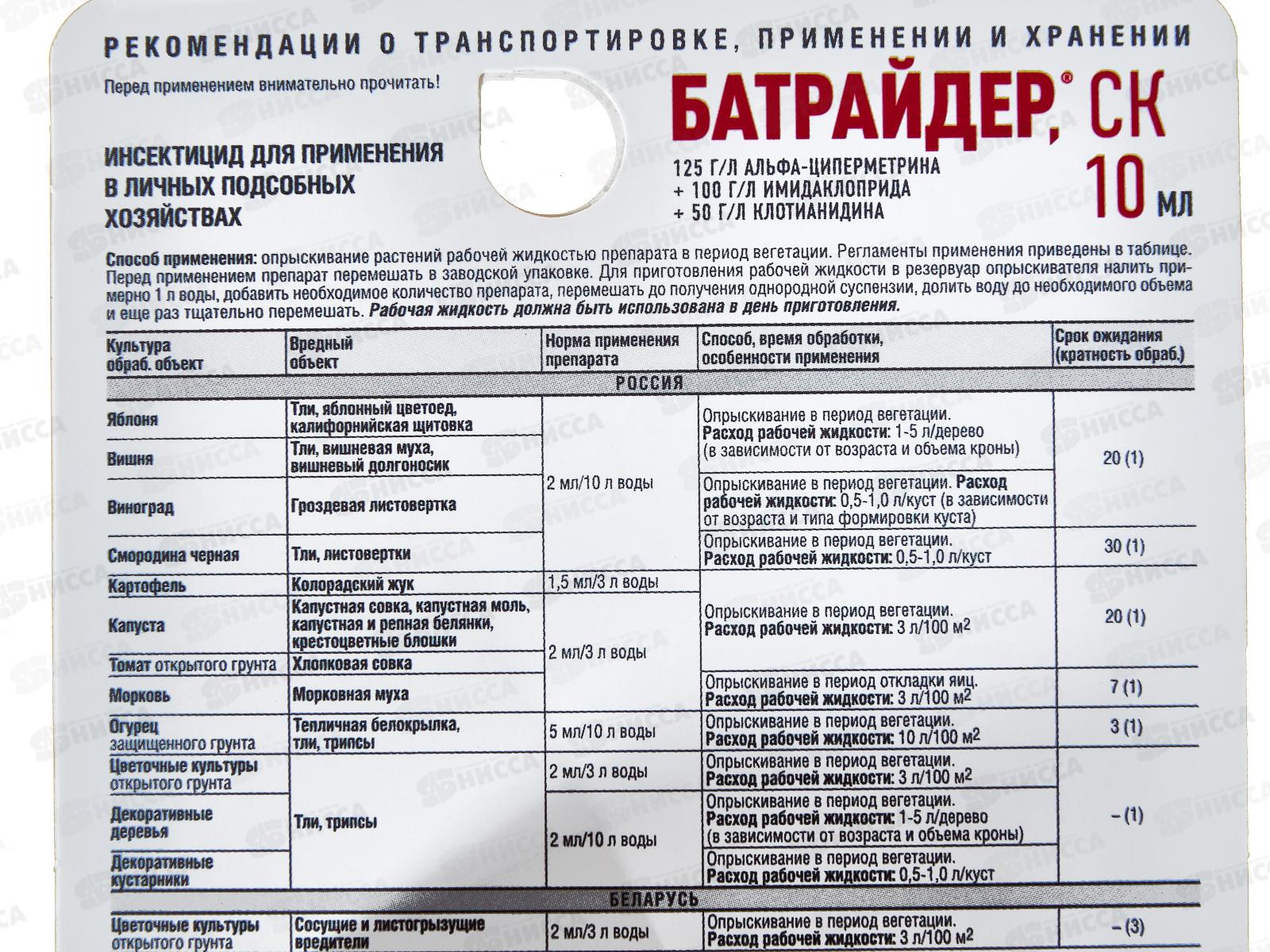 Батрайдер 10мл от комплекса вредителей (щитовка, тля, белянка, щитовка и пр.) *80