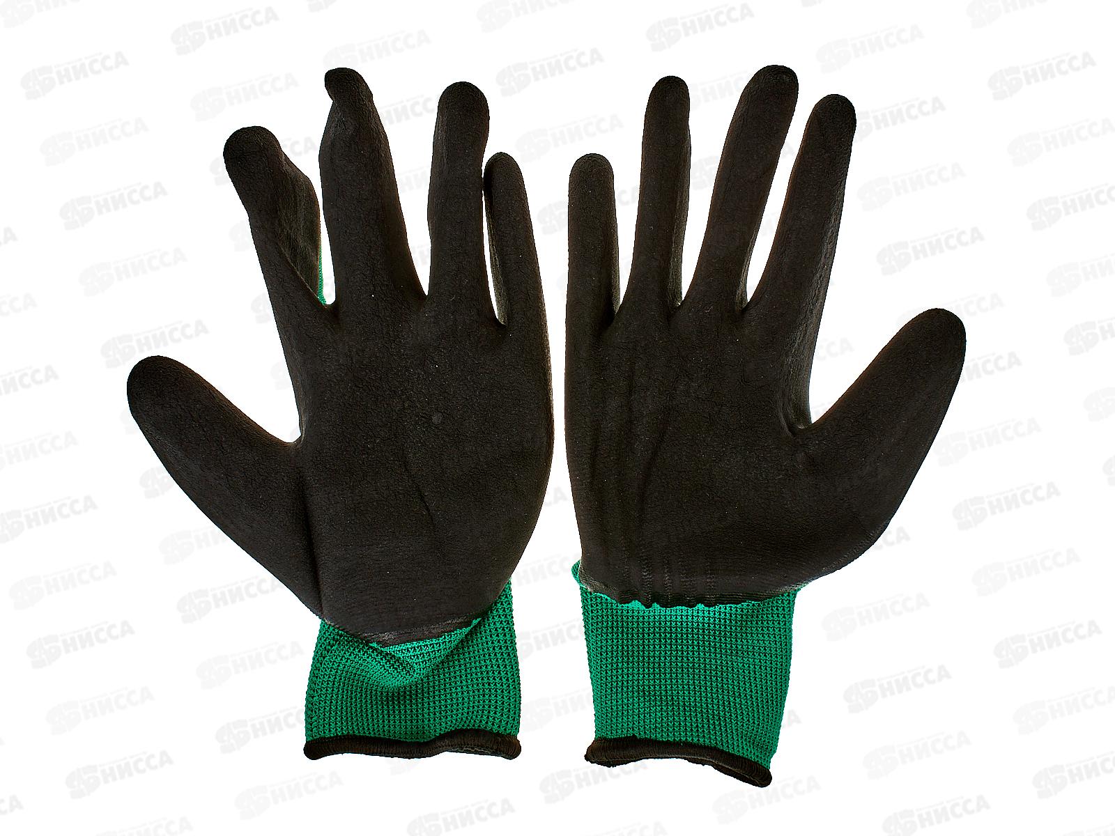 Перчатки нейлоновые №10 зелено/черные №02,7 *12/720