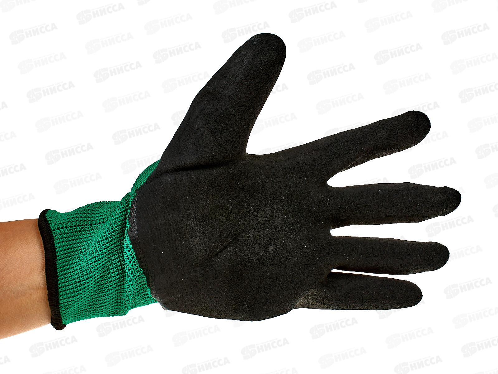Перчатки нейлоновые №10 зелено/черные №02,7 *12/720