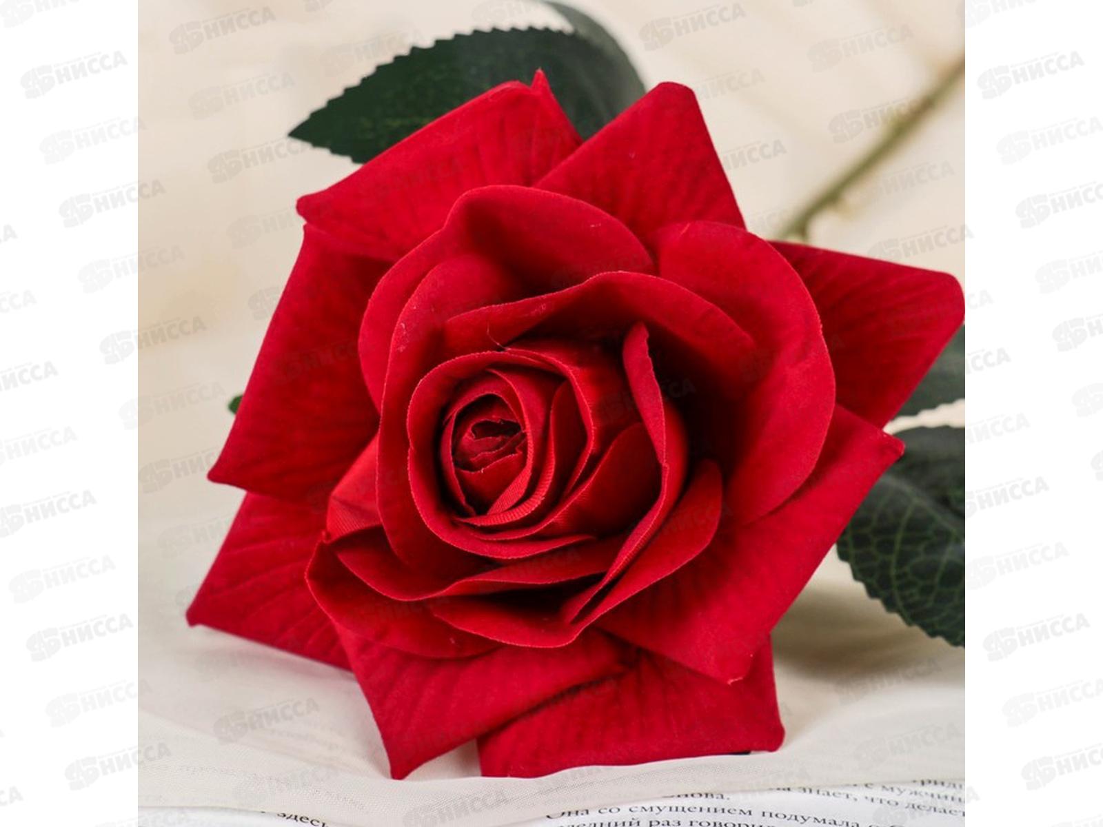 Цветы искусственные 55см Роза нежный бархат красный 4642694