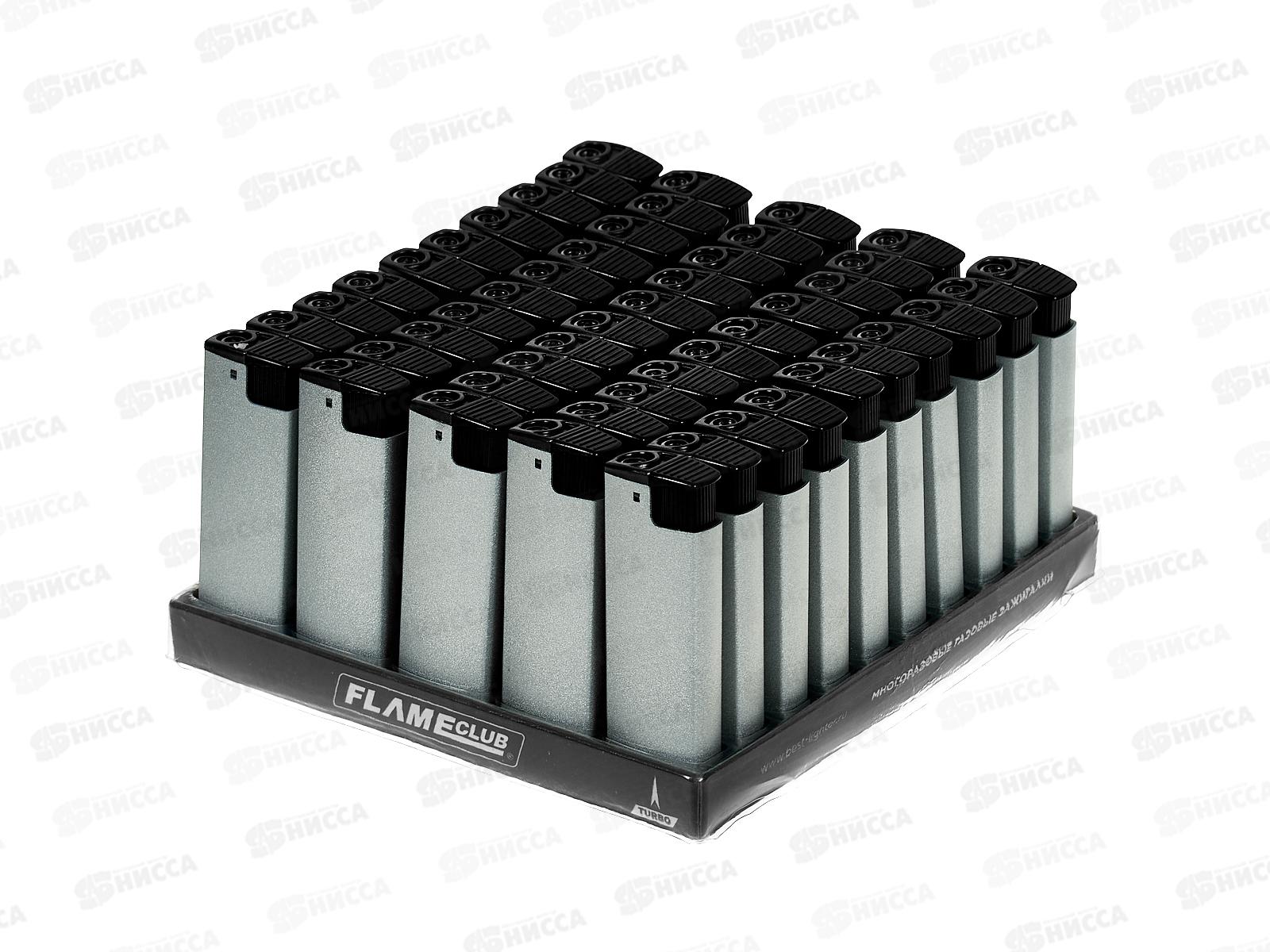 Зажигалка Flameclub P-03 TURBO SILVER многоразовая 10302 *50