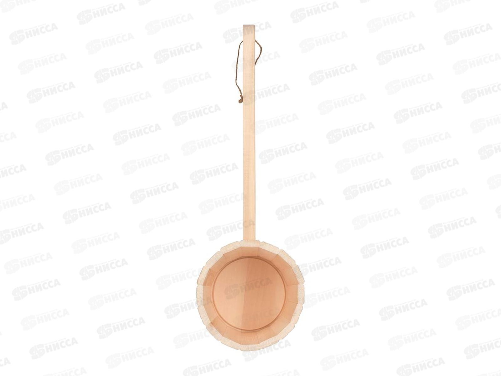 Ковш-черпак для бани 1,5литра бондарный Цветы с динная ручка Банные штучки *5