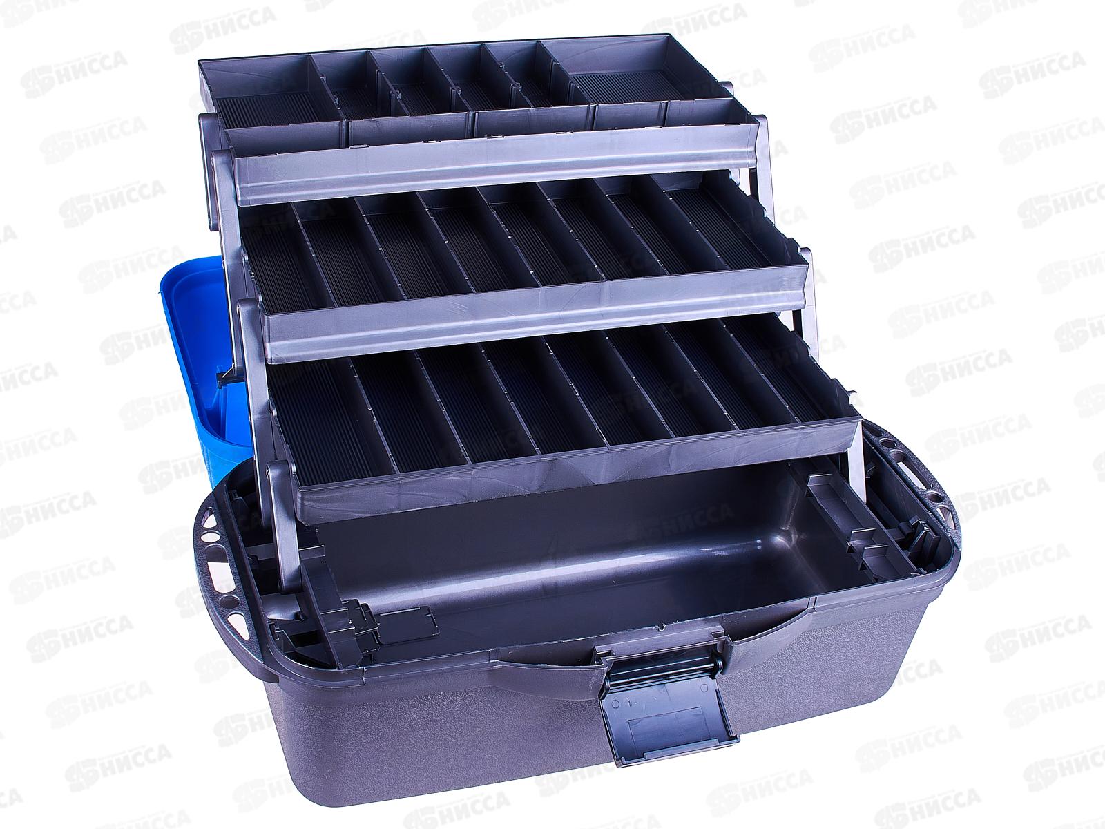 Ящик рыболова трехполочный Helios синий  80126