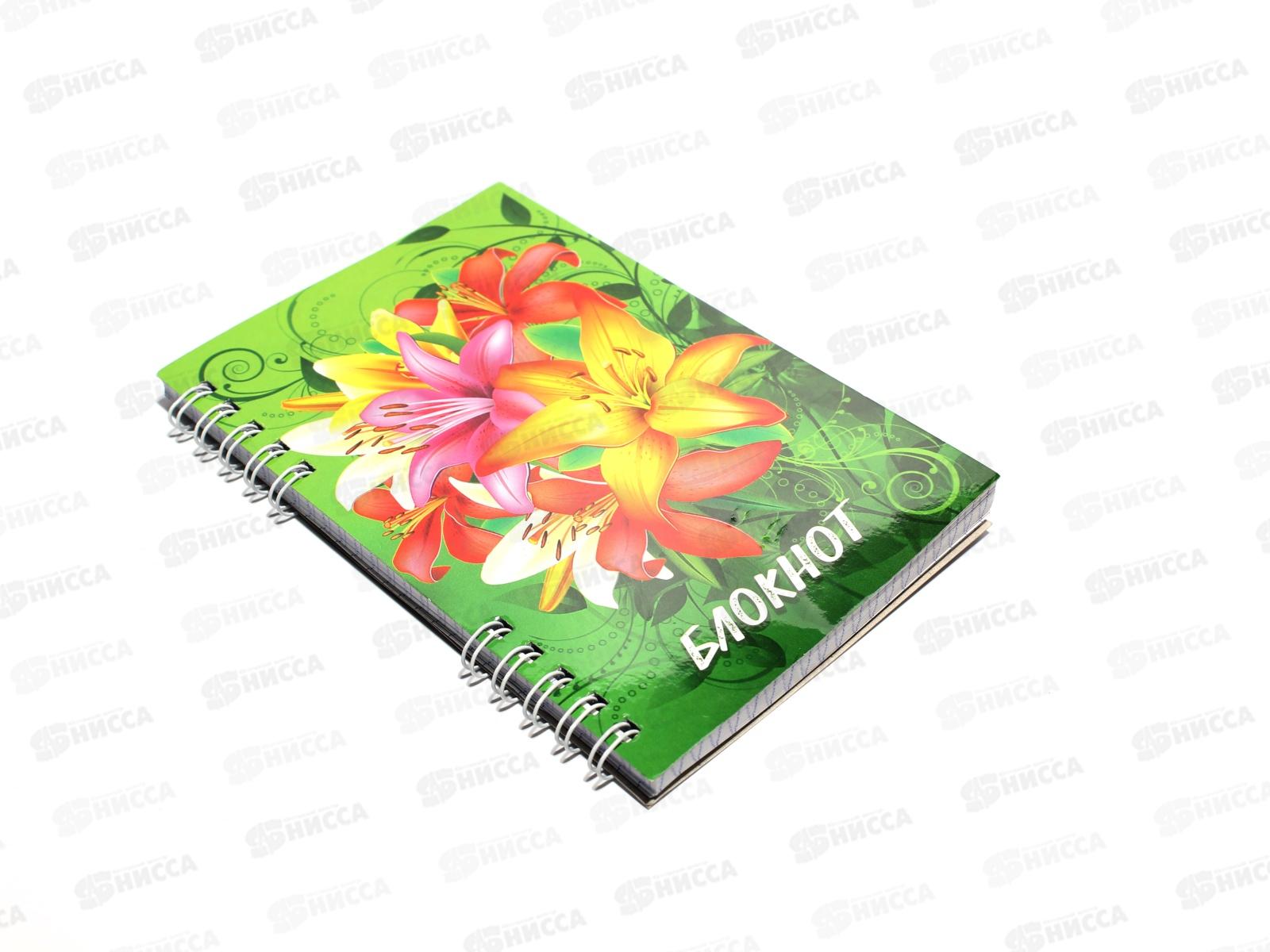 Блокнот 80листов ПГС Цветы, 100*150, глиттер, на гребне *12