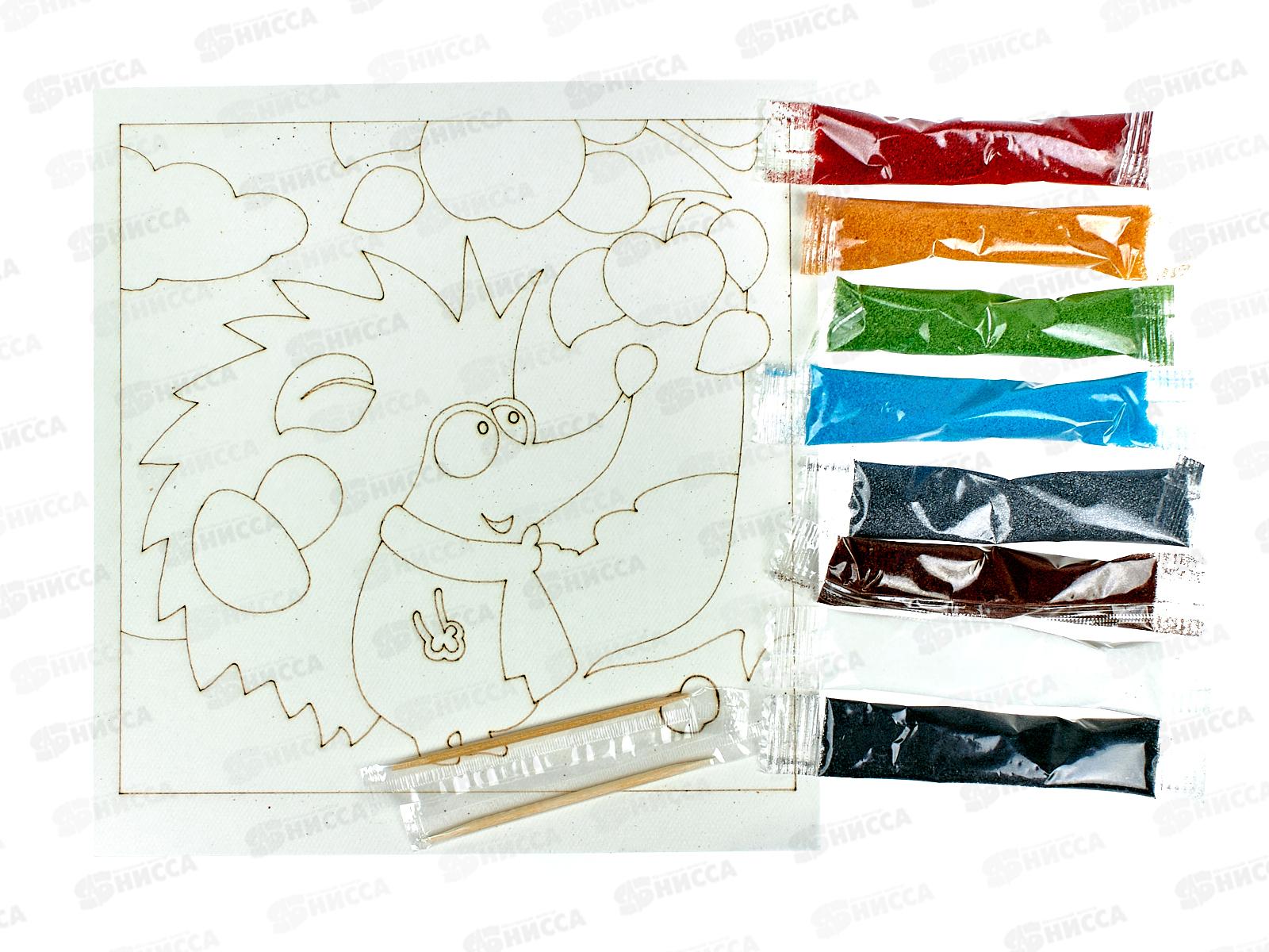 Фреска из цветного песка &quotЁжик&quot в конверте С1791  *40