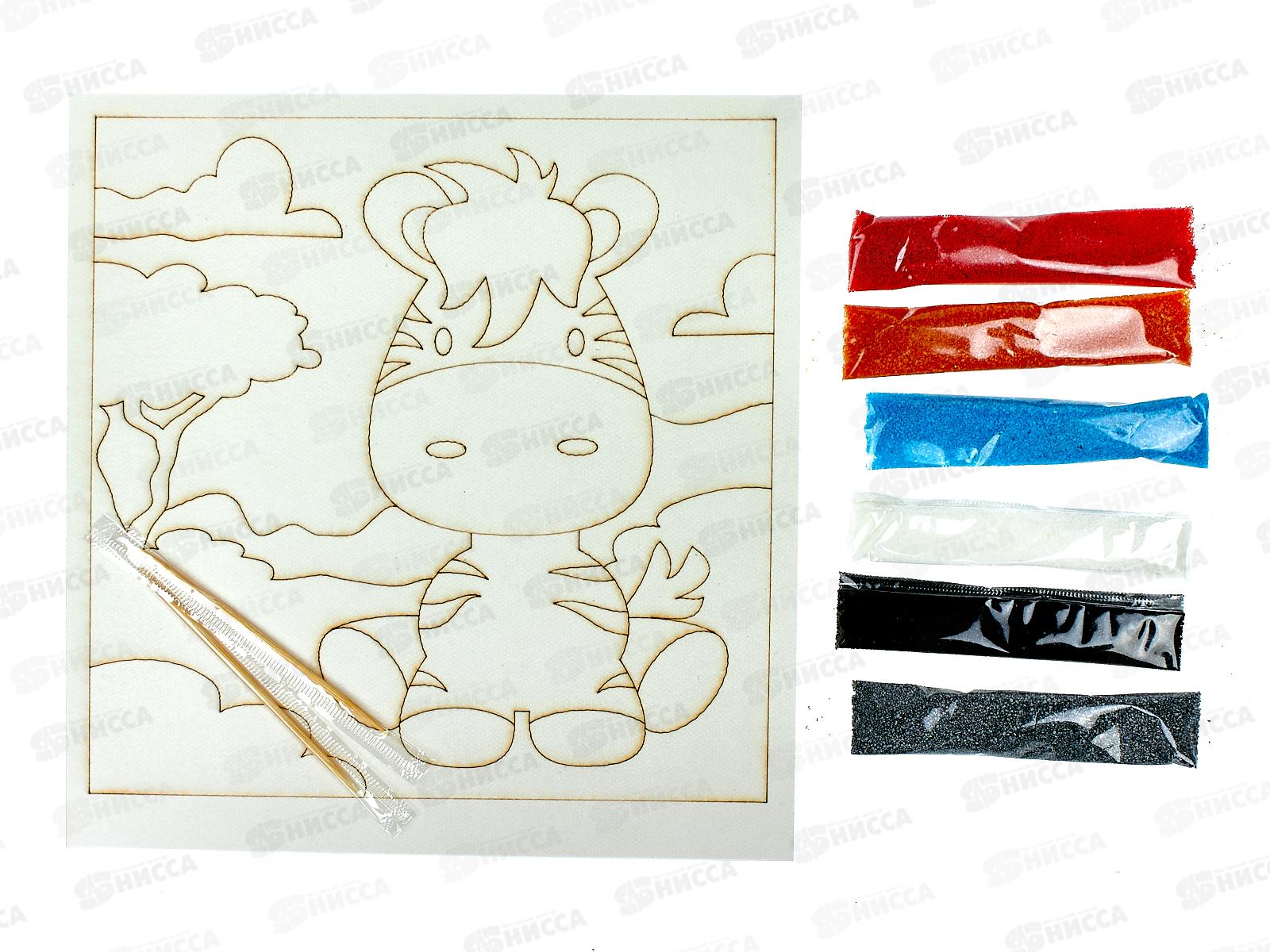 Фреска из цветного песка &quotЗебра&quot в конверте С1796  *40