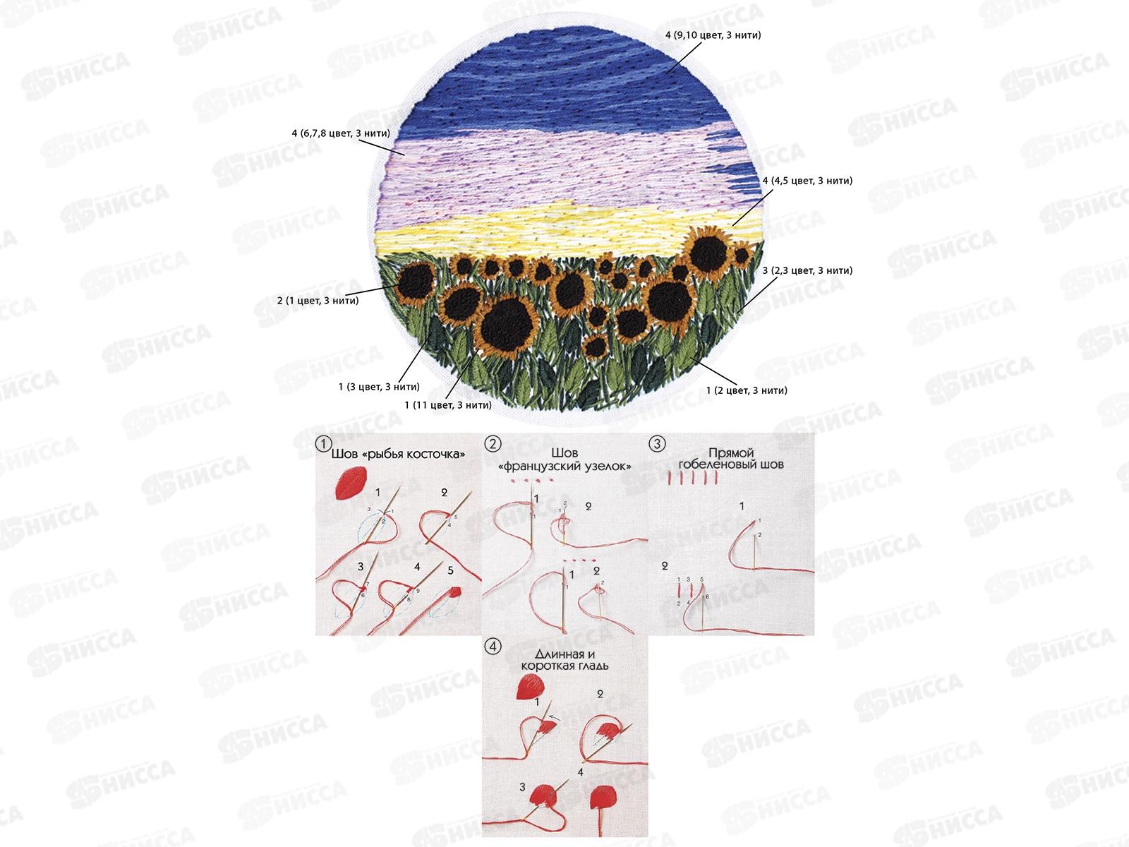 Набор для вышивания гладью Поле подсолнухов, НШ-8021