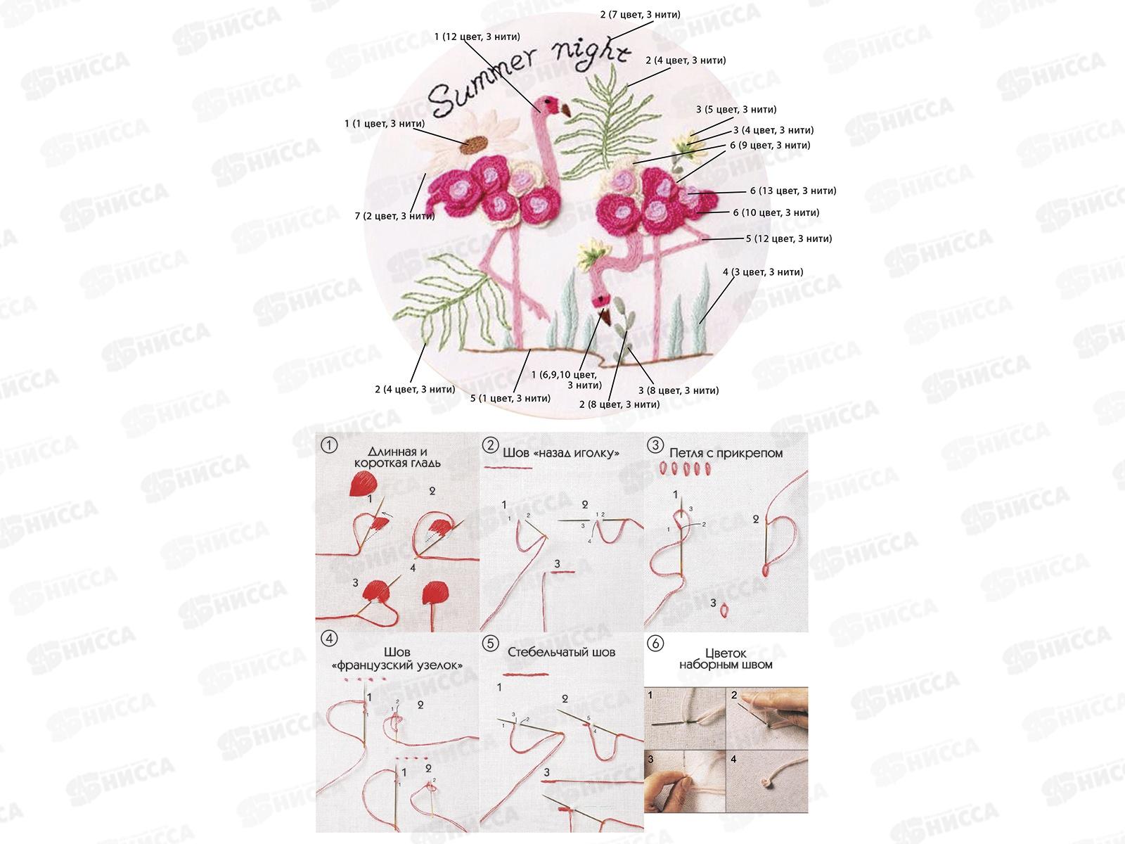 Набор для вышивания гладью Фламинго, НШ-8007