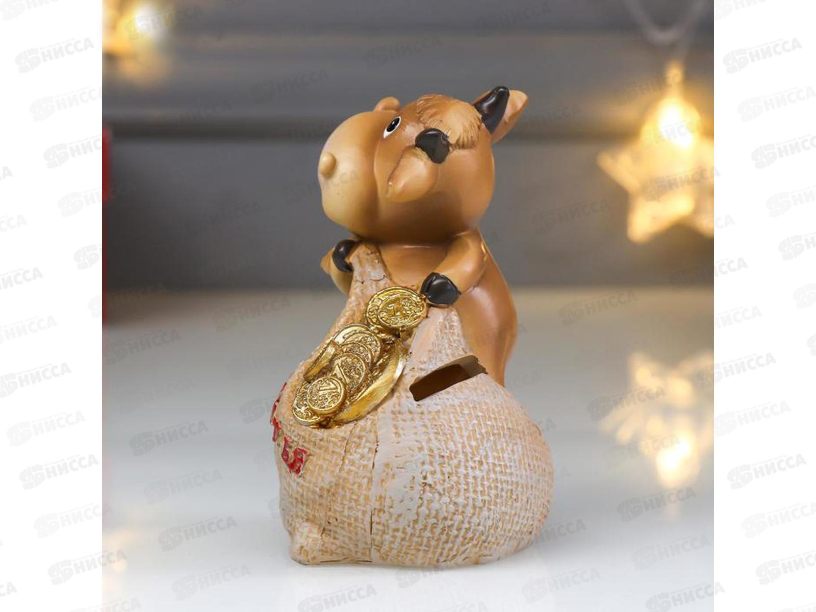 Копилка  &quotБык теленок Малыш с мешком монет&quot 11*8,5см 4818897