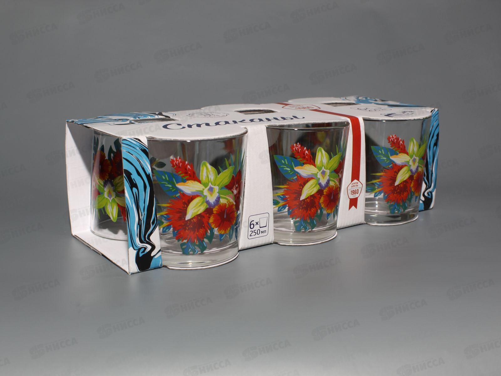 Набор стаканов &quotОда&quot (Тропические цветы) 6шт 230мл *6 1249-6