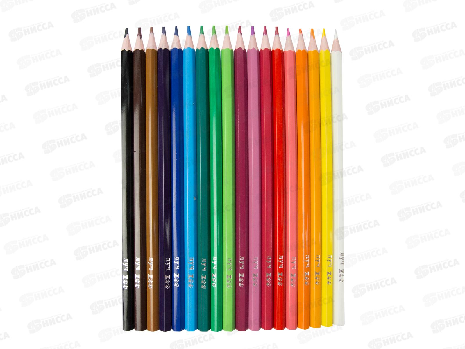 Карандаши 18 цветов ЛУЧ ZOO пластик, шестигранные  29c 1741-08*12/48