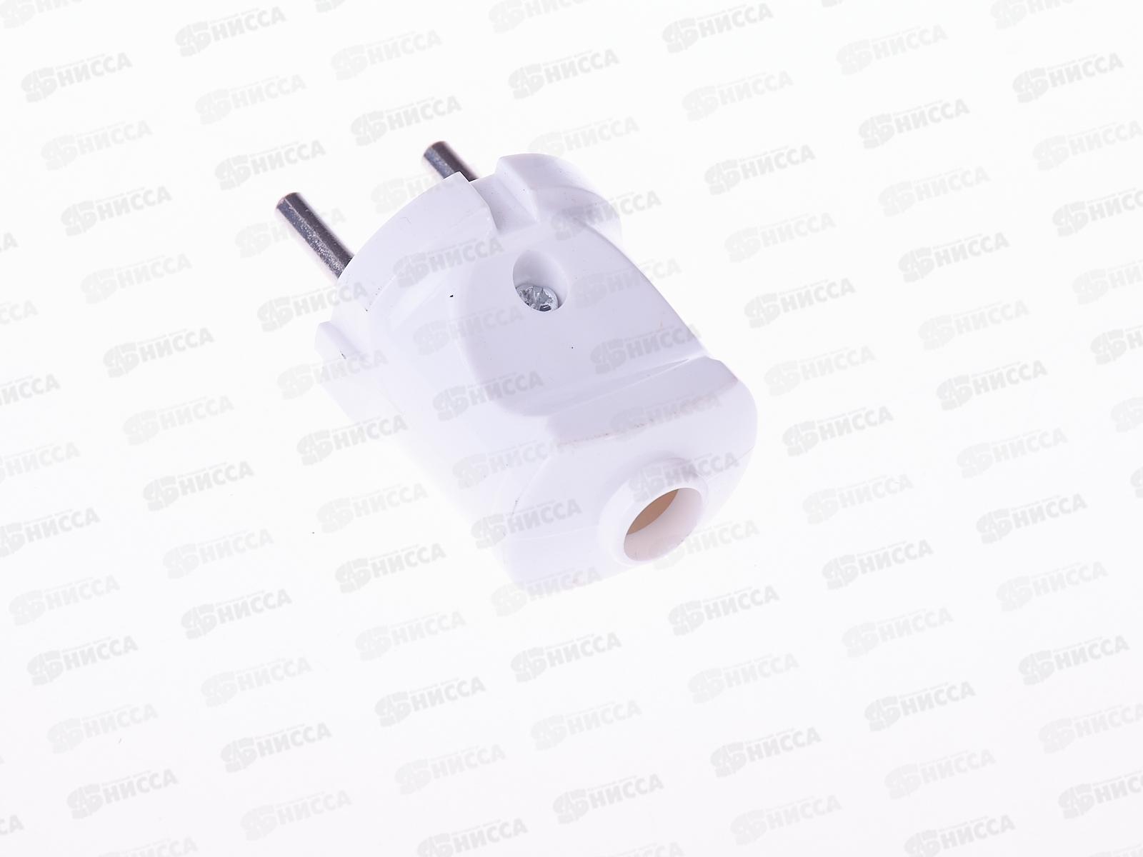 Вилка штепсельная ПРОГРЕСС прямая, без заземления, белая *50/500