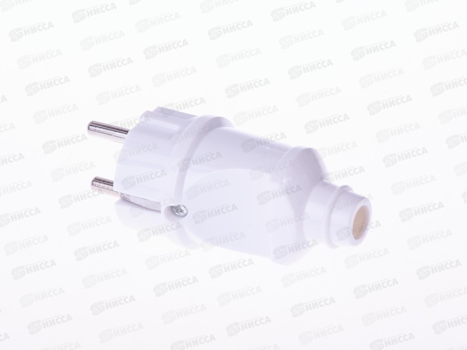 Вилка штепсельная ПРОГРЕСС прямая, с заземлением, белая *30