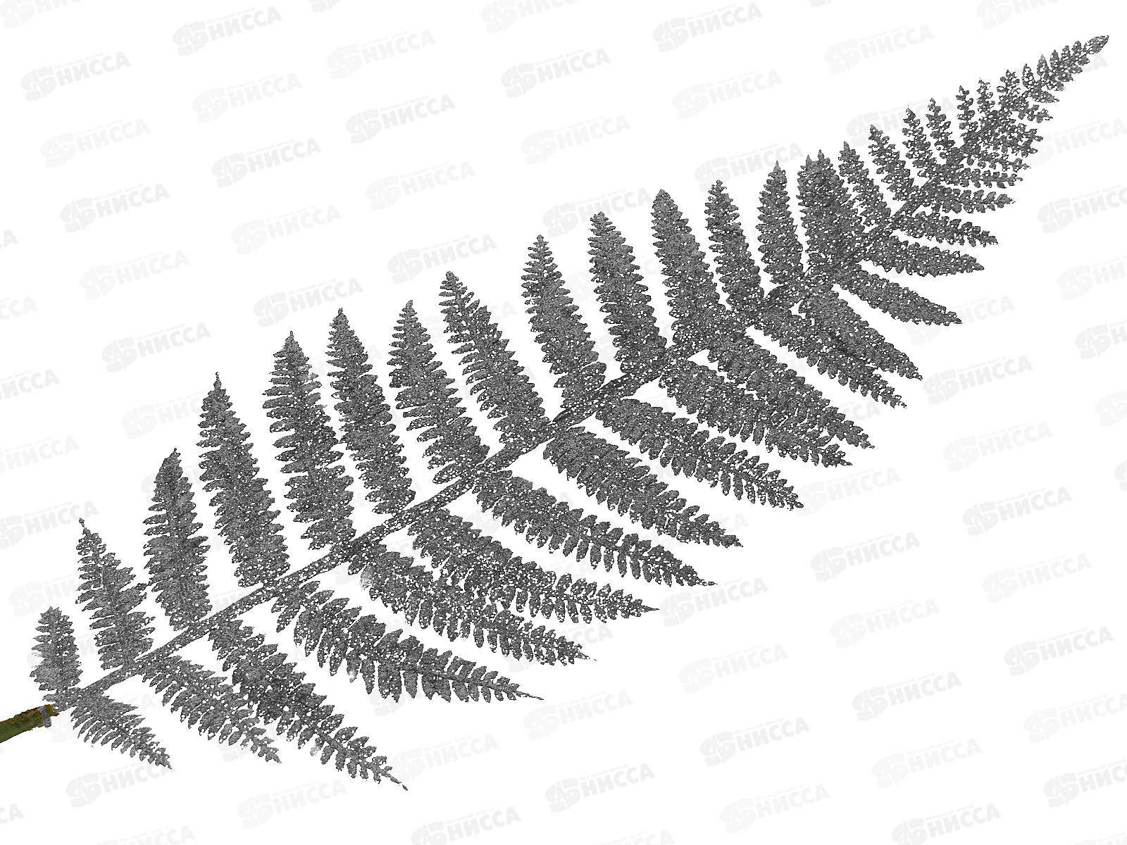 Ветка декоративная &quotЛист папоротника&quot, цвет: серебро, EYF18-585, 83х13х0,5см   АТМ *36