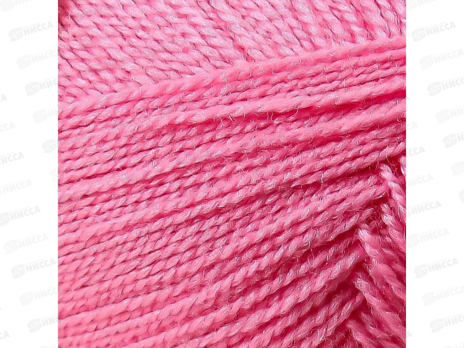 Пряжа Шалунья лайт шерсть/мер/акрил 100гр 600м розовый супер 054