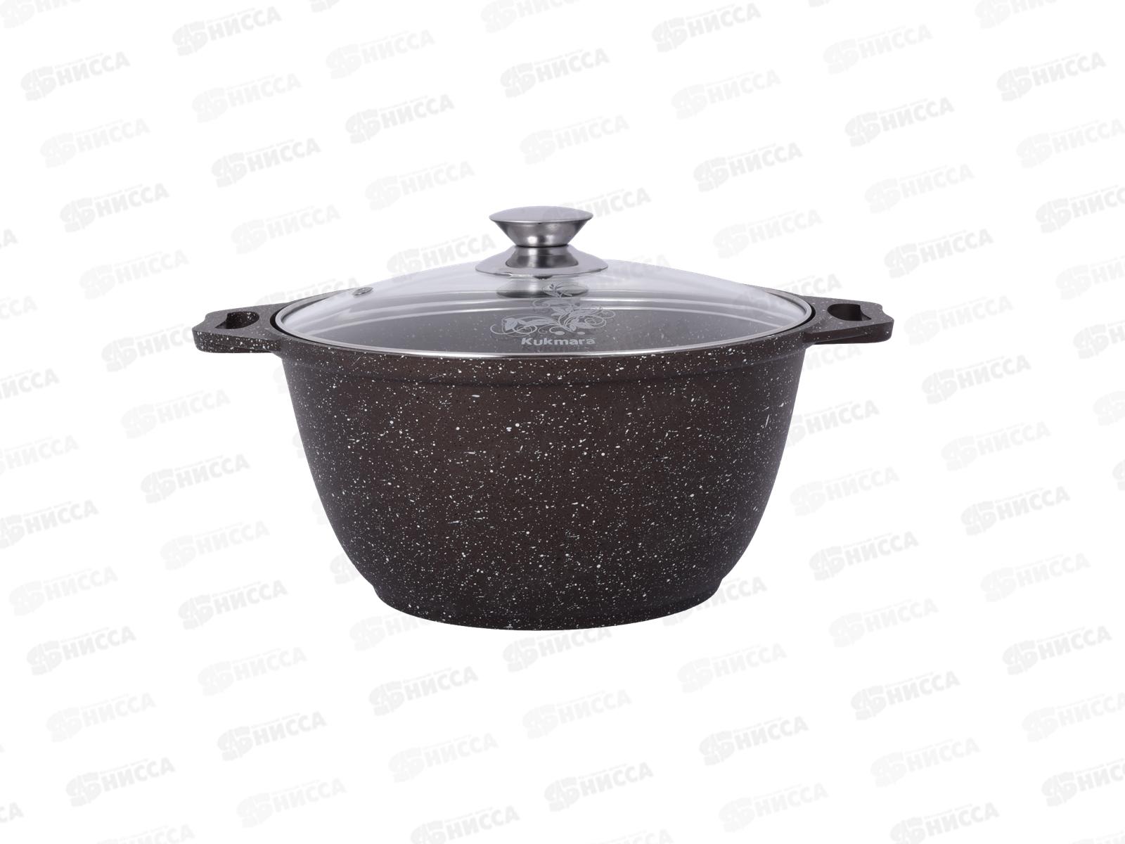 Кастрюля 2,0л со стеклянной крышкой АП Кофейный мрамор кмк22а *3