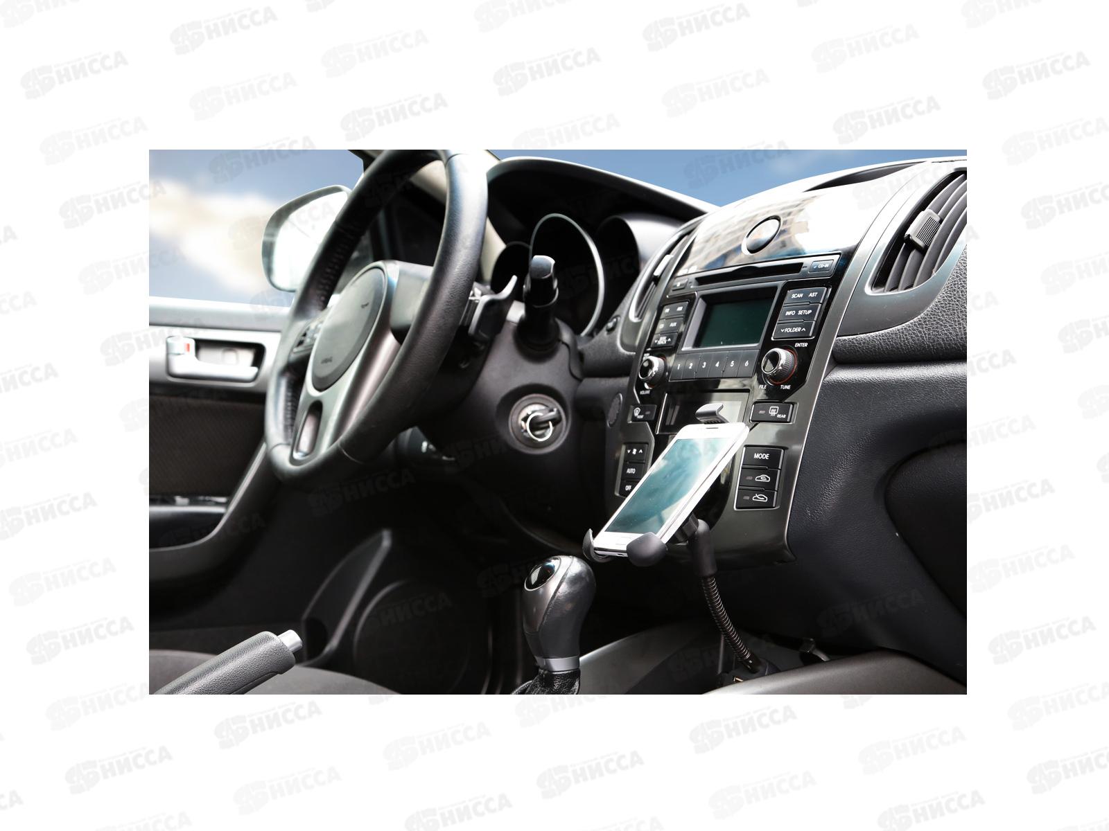 Держатель CARLINE для телефона/навигатора в прикуриватель на длинной штанге с зарядкой USB, umg1-sb