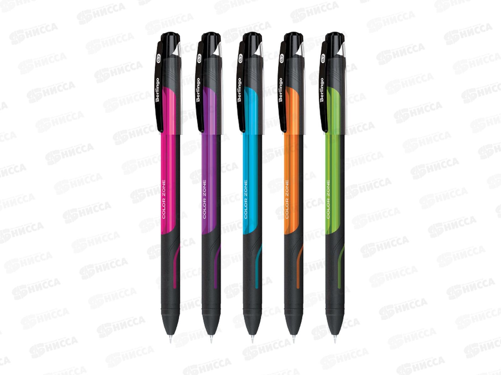 Ручка шариковая BERLINGO Color Zone stick синяя, игла 0.7мм, 70950 *24