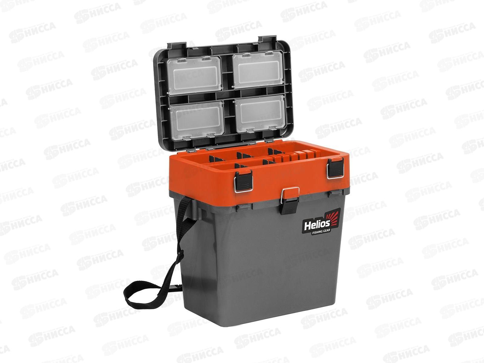 Ящик рыболовный зимний Helios серый/оранжевый 19л 276343