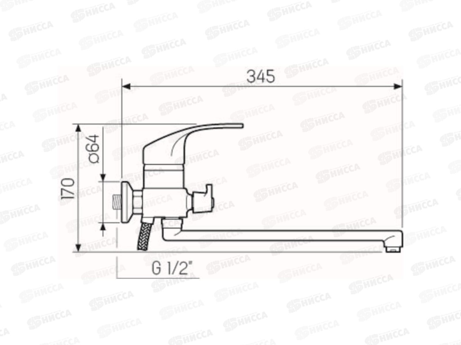 Смеситель для ванны длинный излив, керамический картридж 35мм, SL85-006E  *10